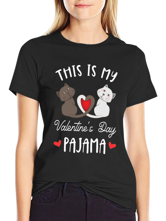 Valentines Day Cat Pajama T-Shirt