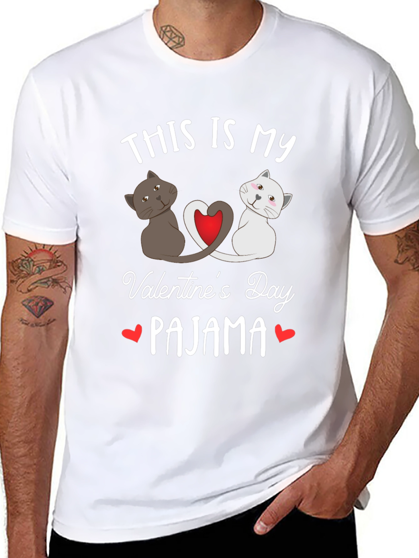 Valentines Day Cat Pajama T-Shirt