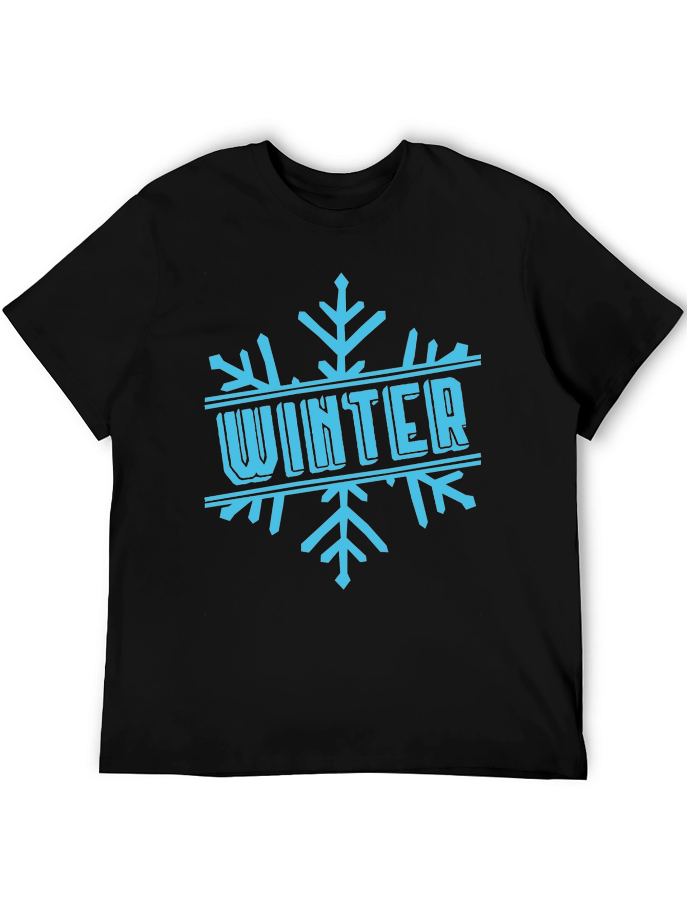 Winter Snowflake Graphic Black T-Shirt