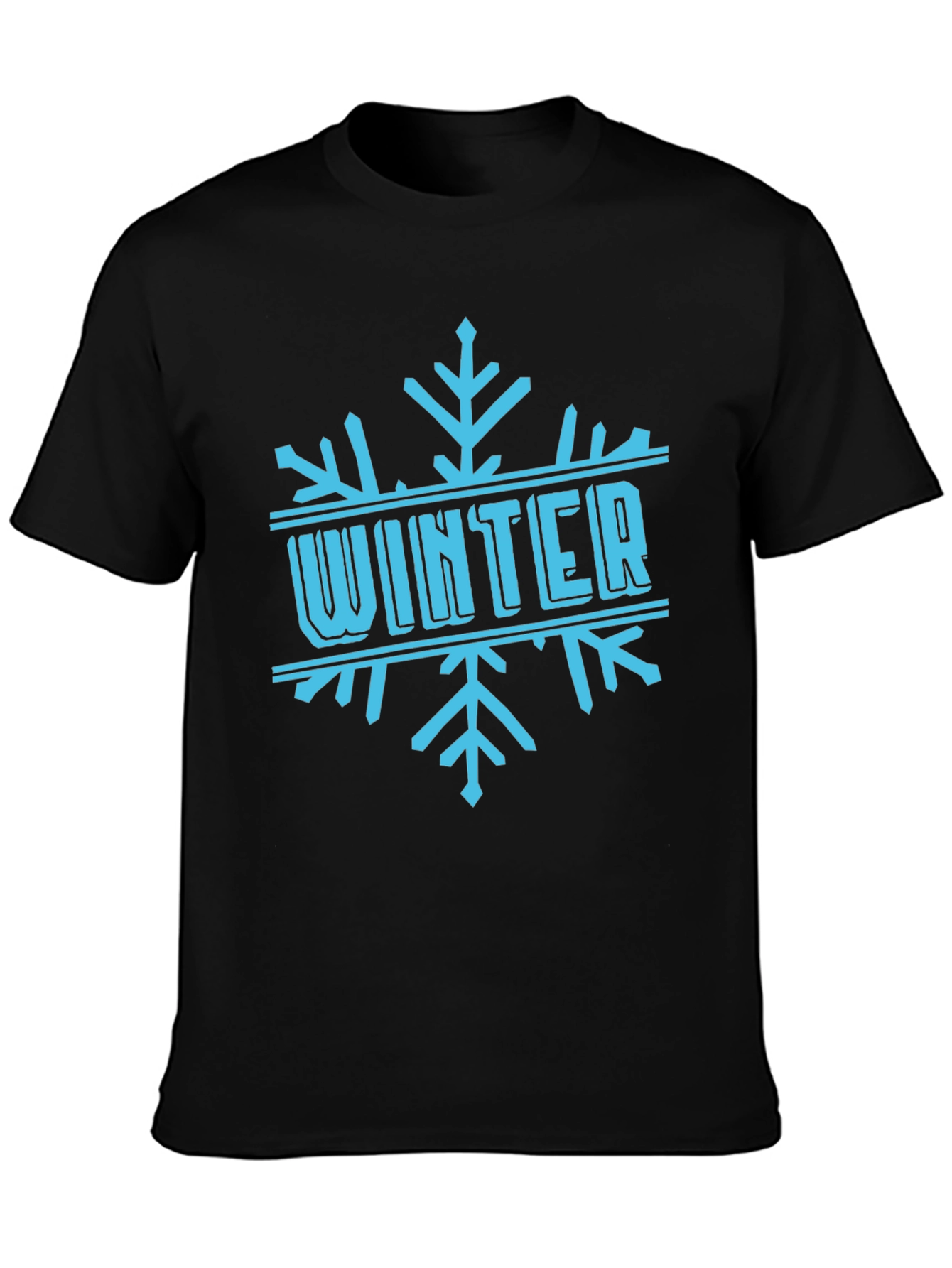 Winter Snowflake Graphic Black T-Shirt