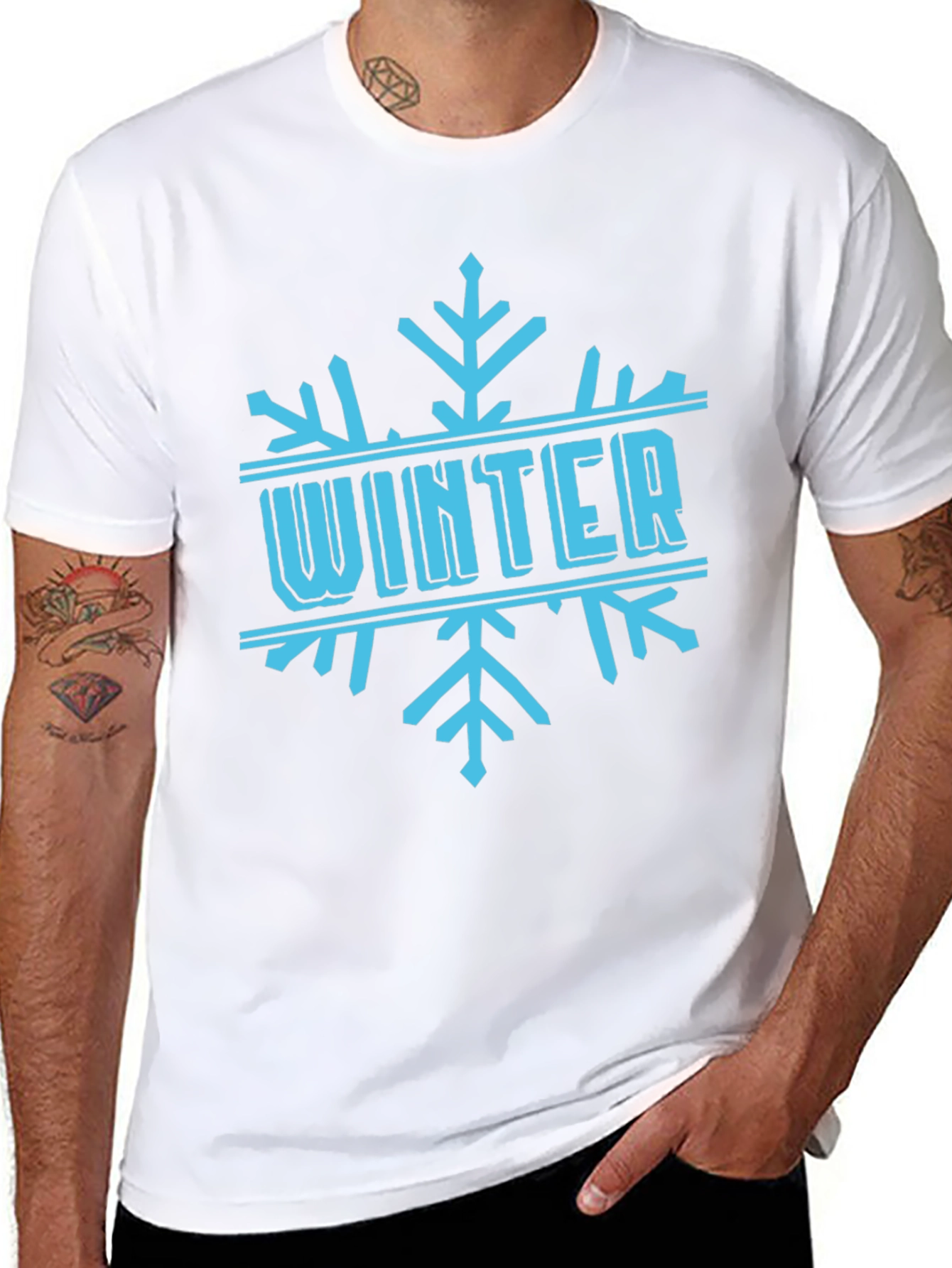 Winter Snowflake Graphic Black T-Shirt