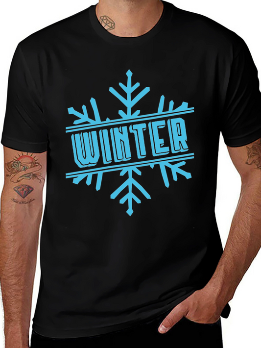 Winter Snowflake Graphic Black T-Shirt