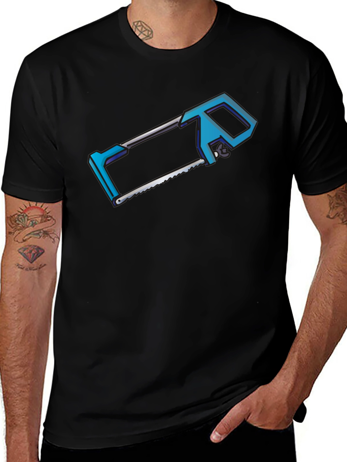 Hacksaw Graphic T-Shirt - Black Crew Neck Tee