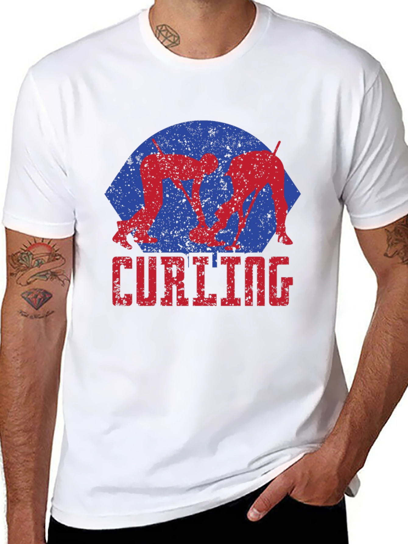 Curling T-Shirt - Retro Style Sports Tee