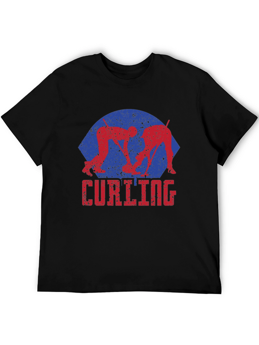 Curling T-Shirt - Retro Style Sports Tee