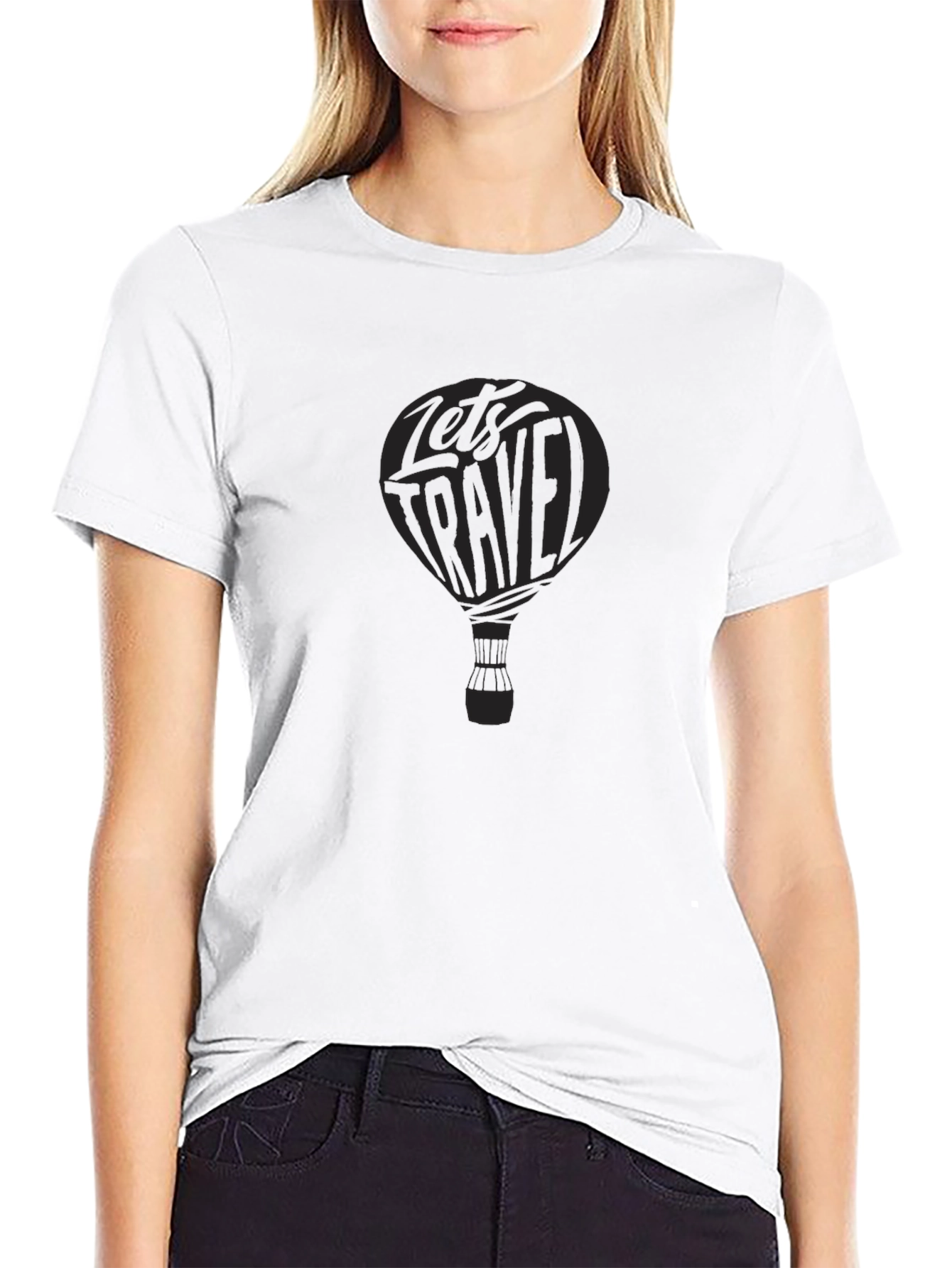 Lets Travel Hot Air Balloon Graphic Tee