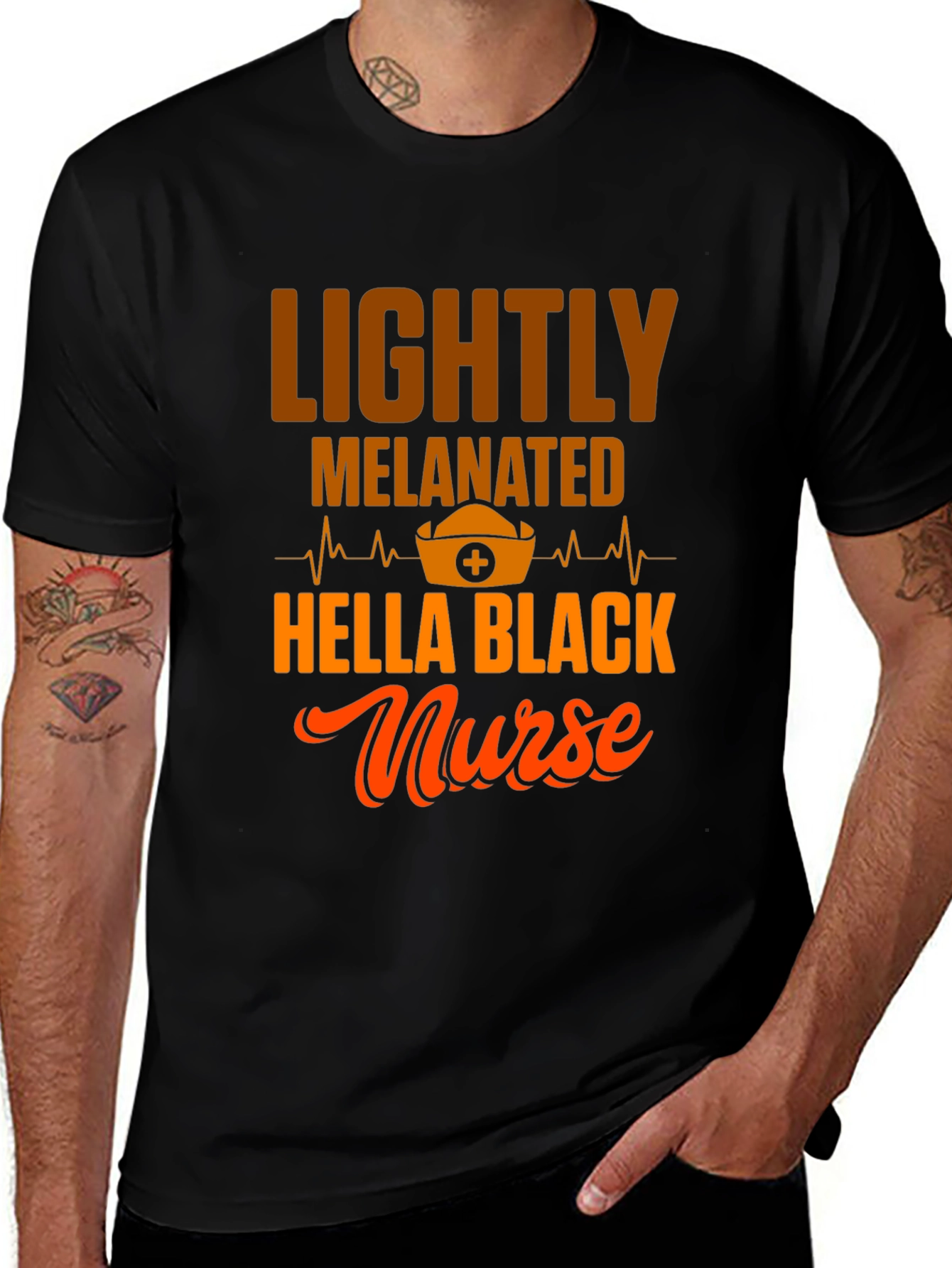 Lightly Melanated Hella Black Nurse T-Shirt