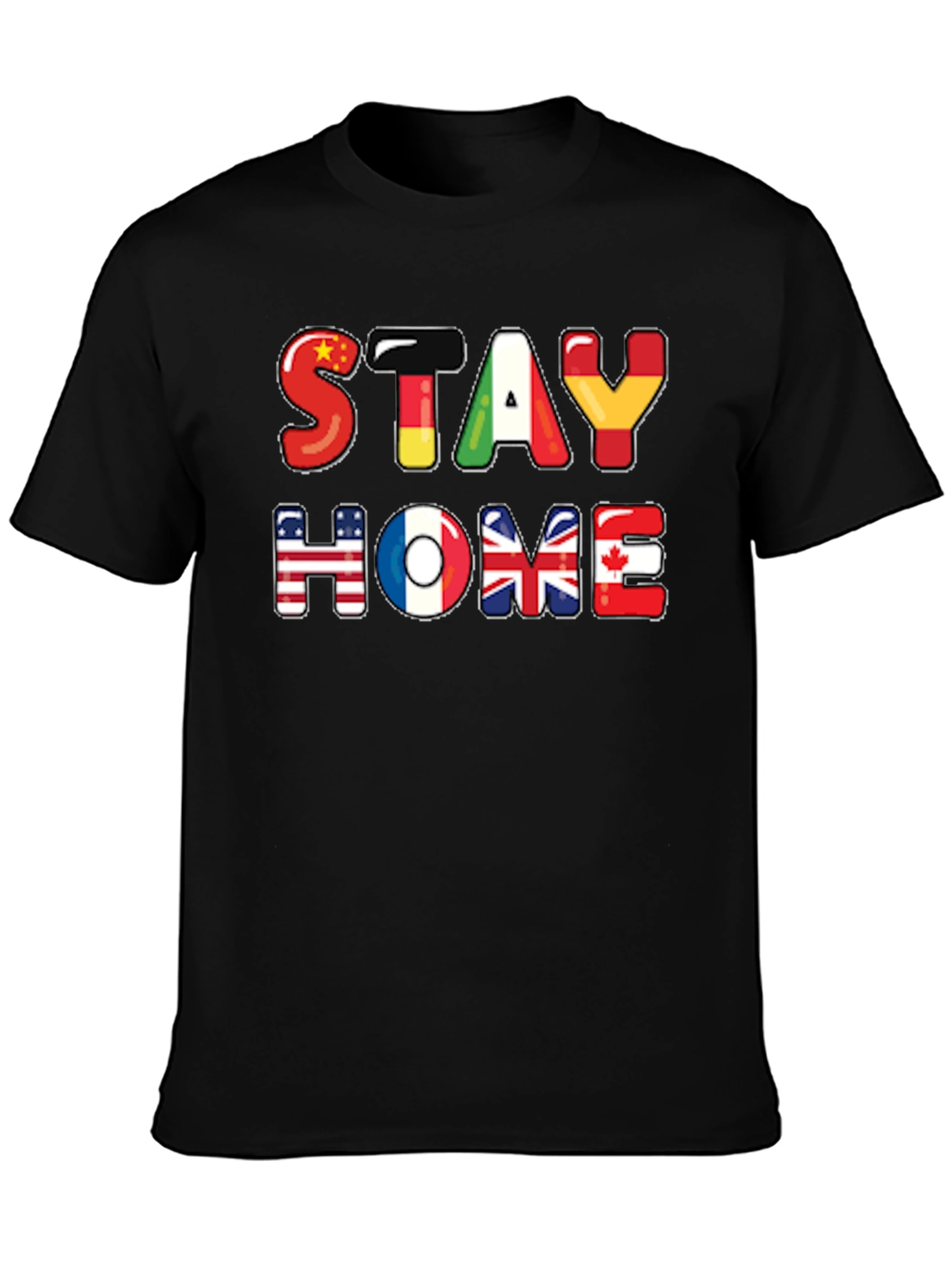 Stay Home Flag Letters Graphic T-Shirt