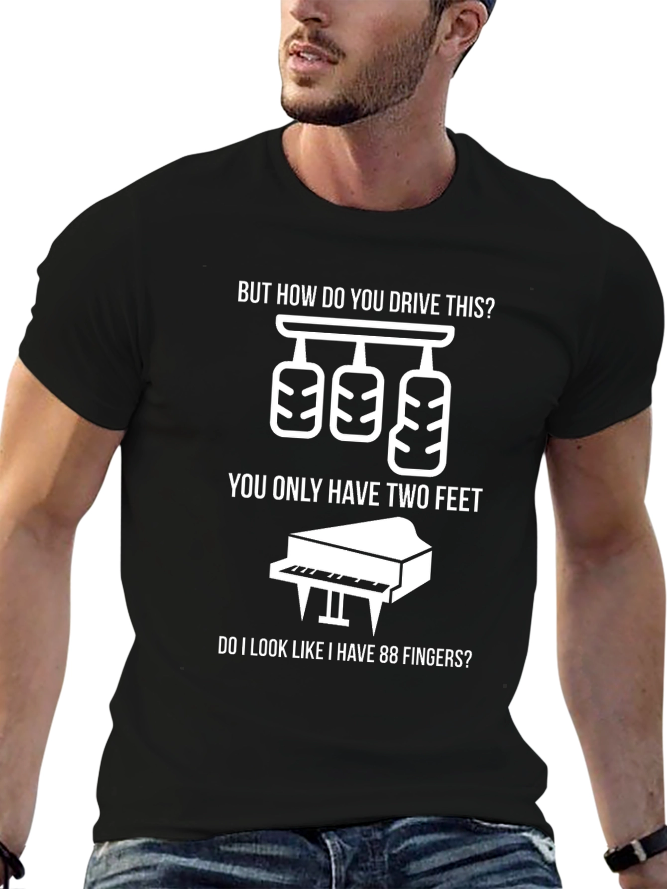 Funny Three Pedal Manual Car & Piano T-Shirt