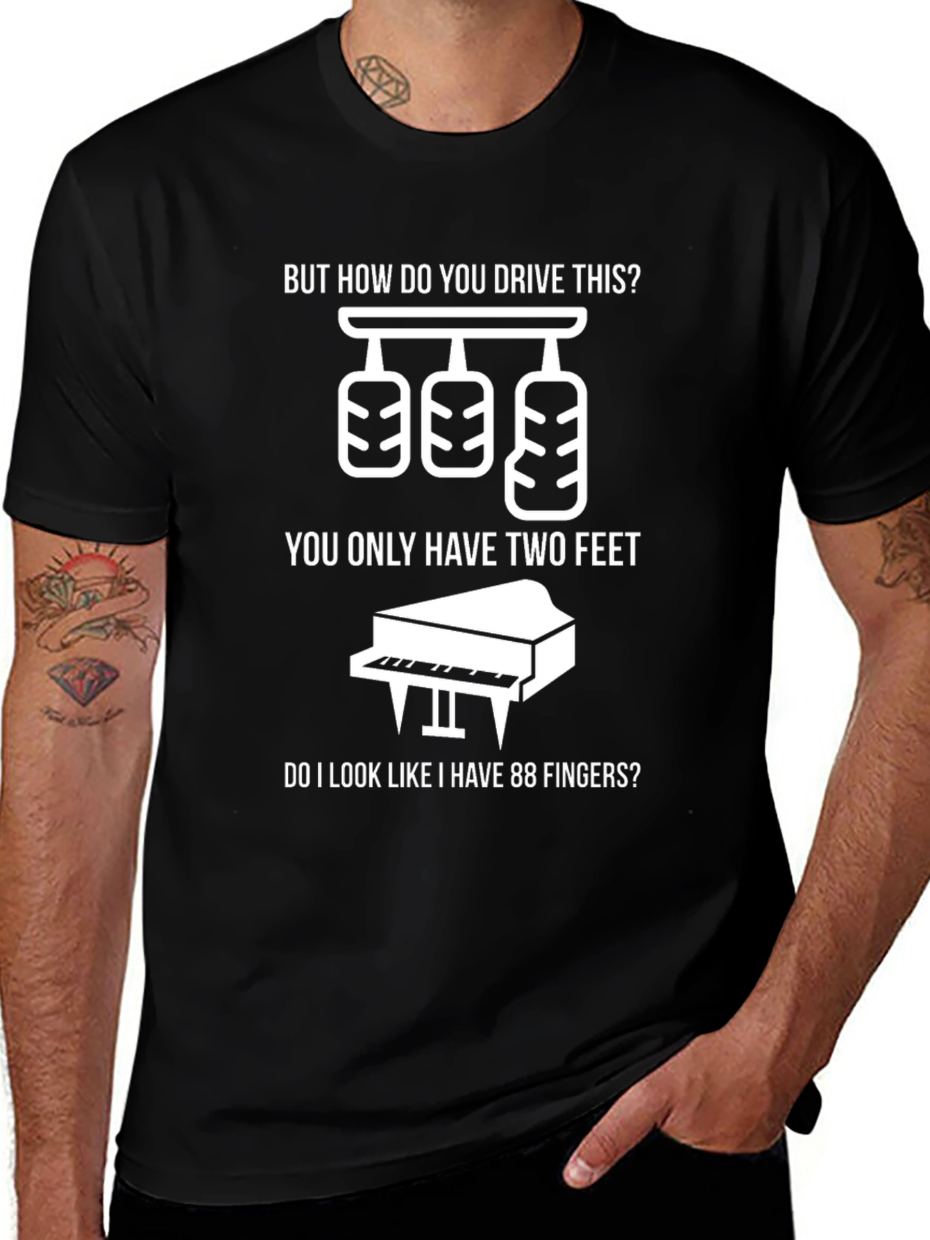 Funny Three Pedal Manual Car & Piano T-Shirt