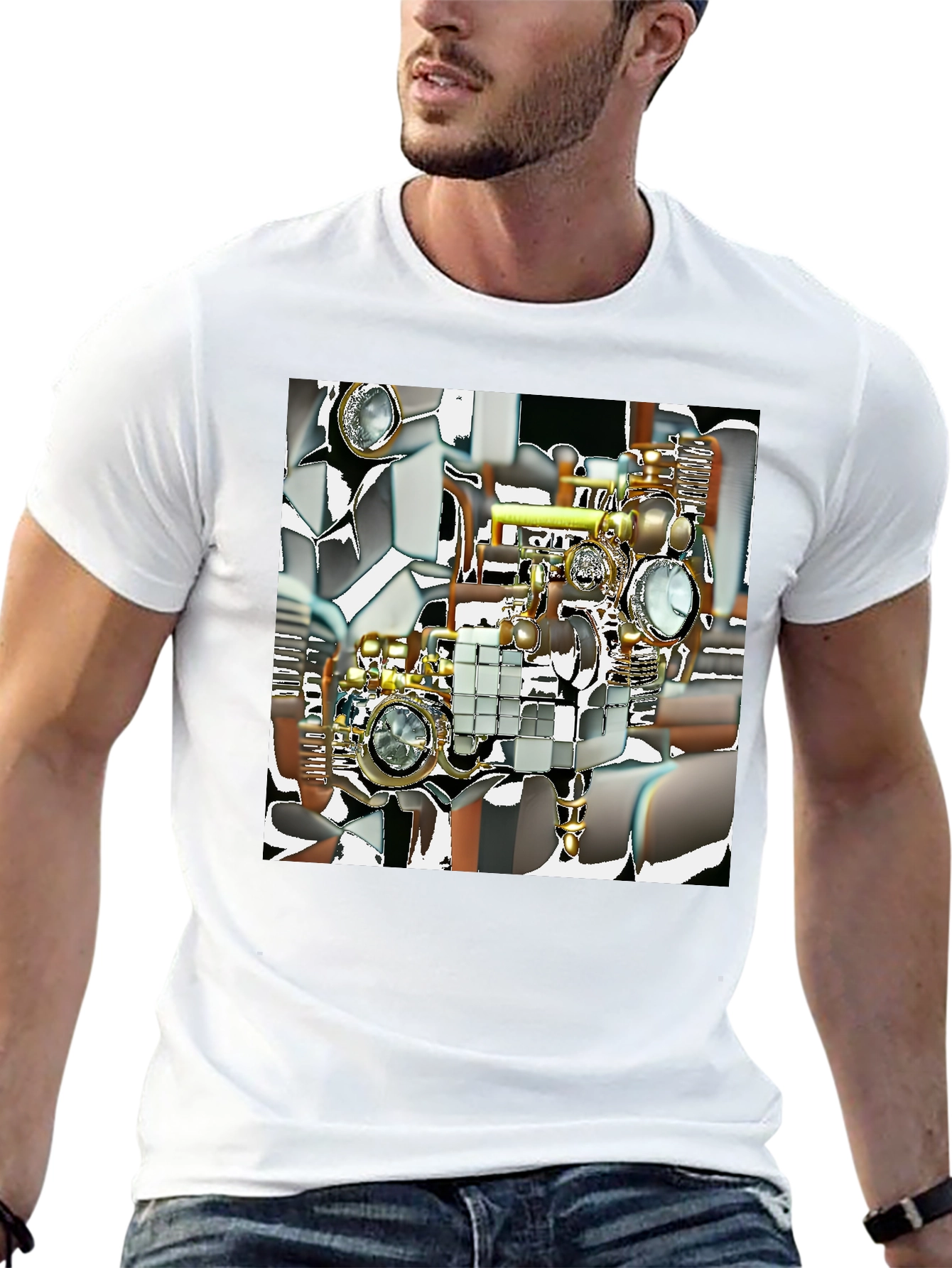 Steampunk Illusion Graphic T-Shirt - Menswear