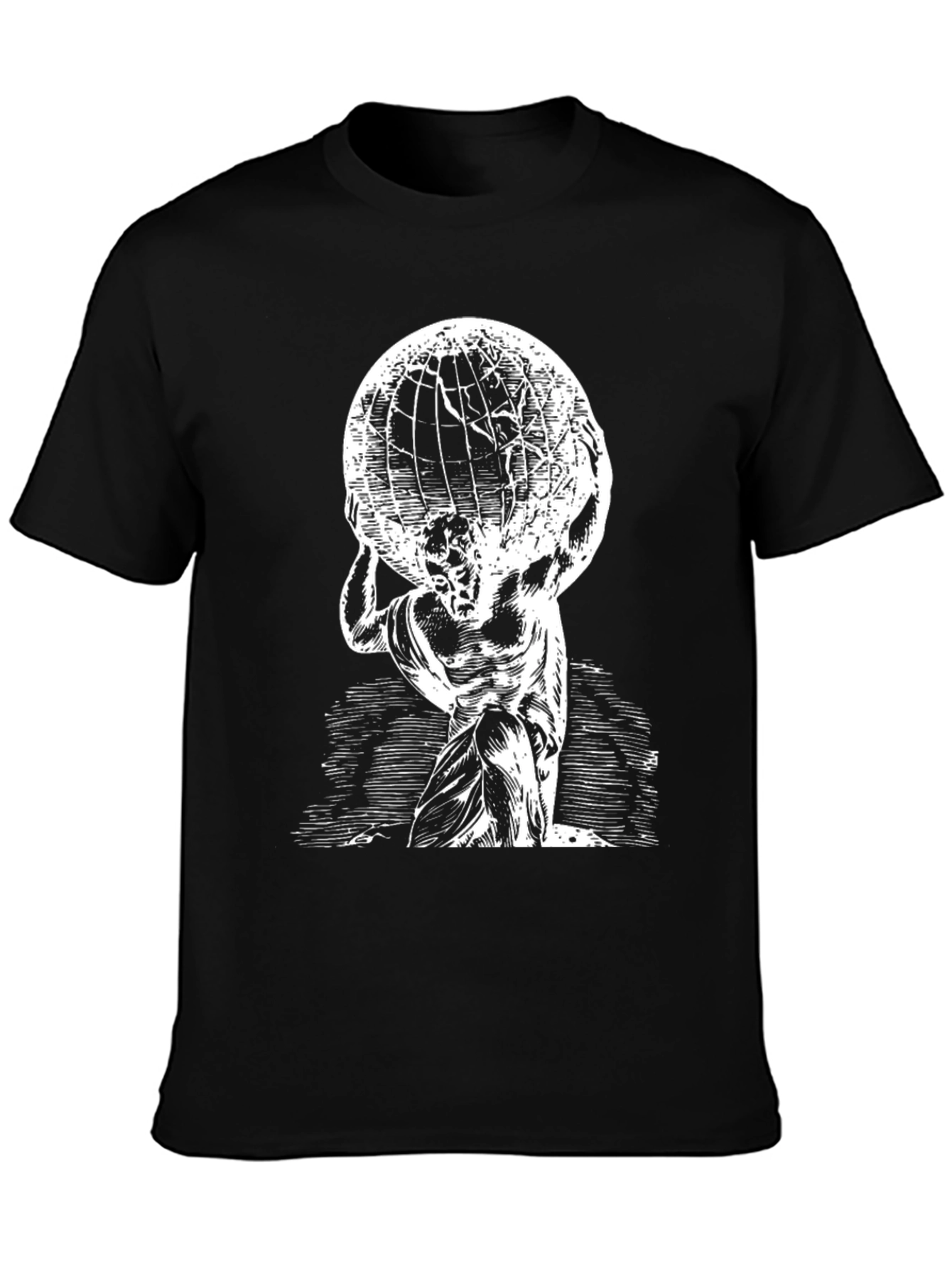 Atlas Globe T-Shirt - Black Cotton Graphic Tee