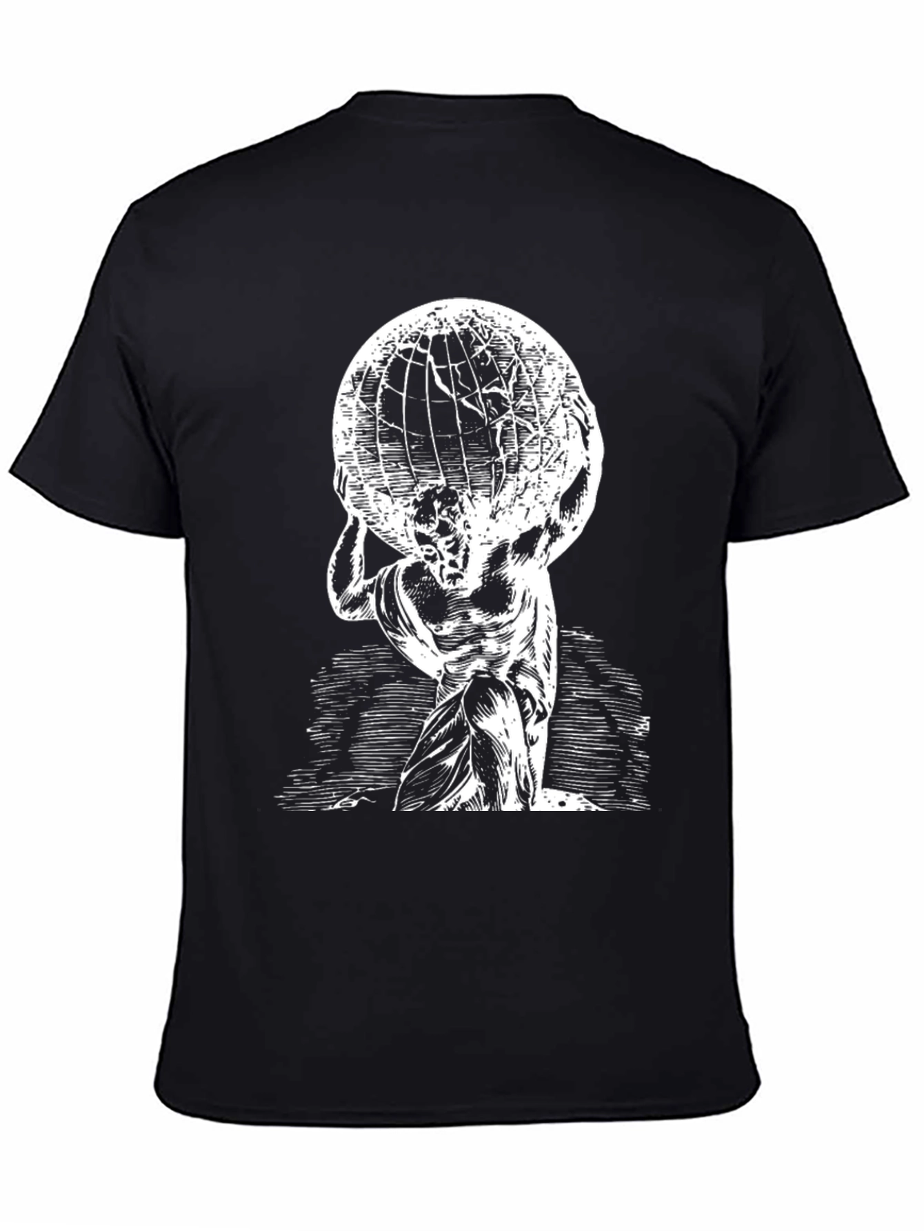 Atlas Globe T-Shirt - Black Cotton Graphic Tee