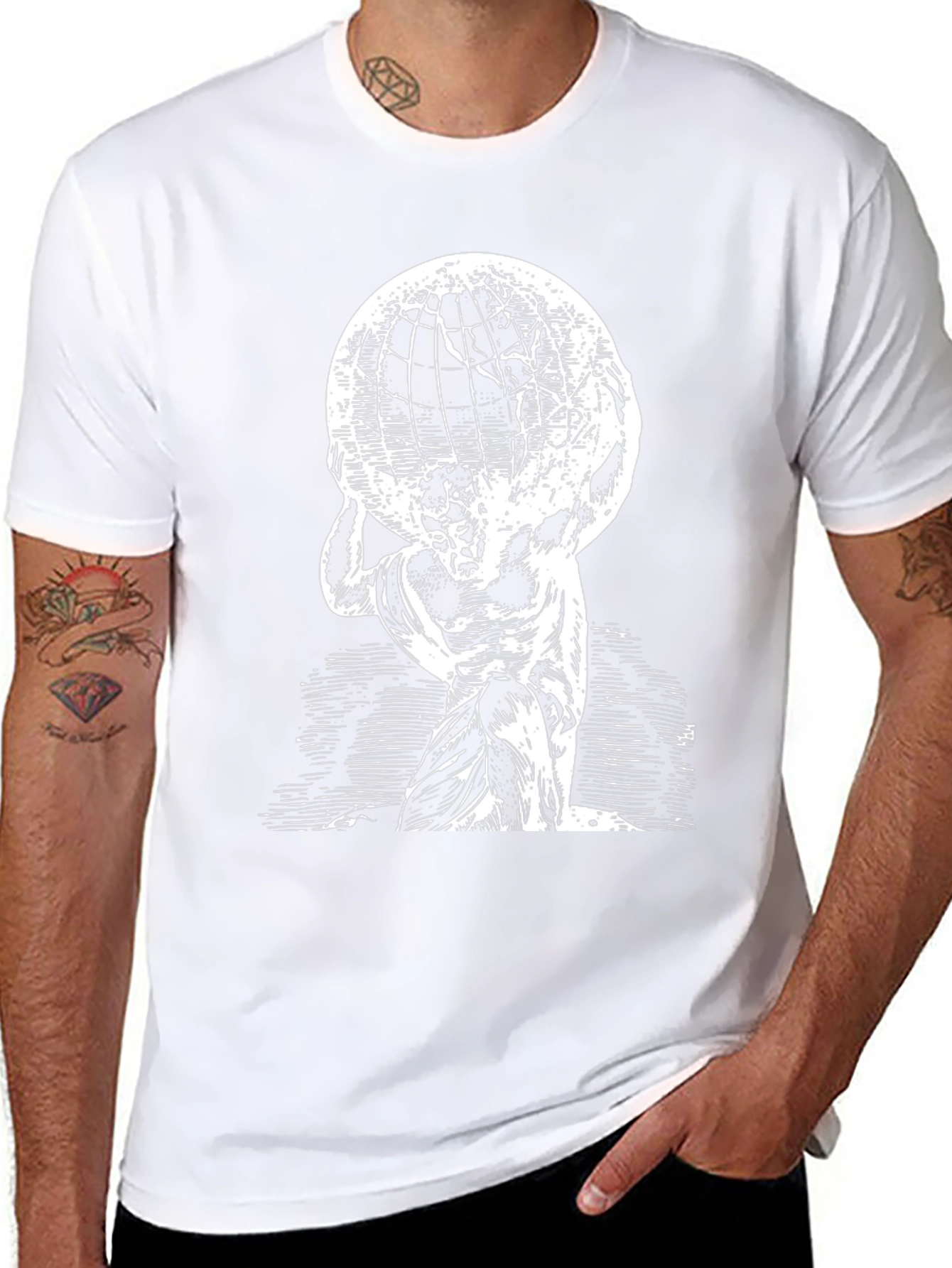 Atlas Globe T-Shirt - Black Cotton Graphic Tee