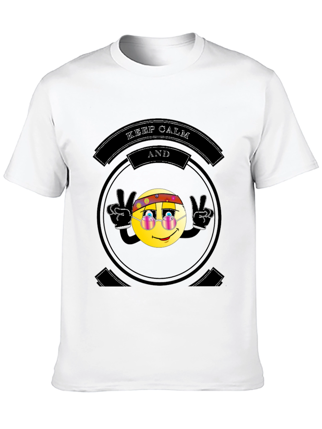 Keep Calm Hippie Emoji Black T-Shirt