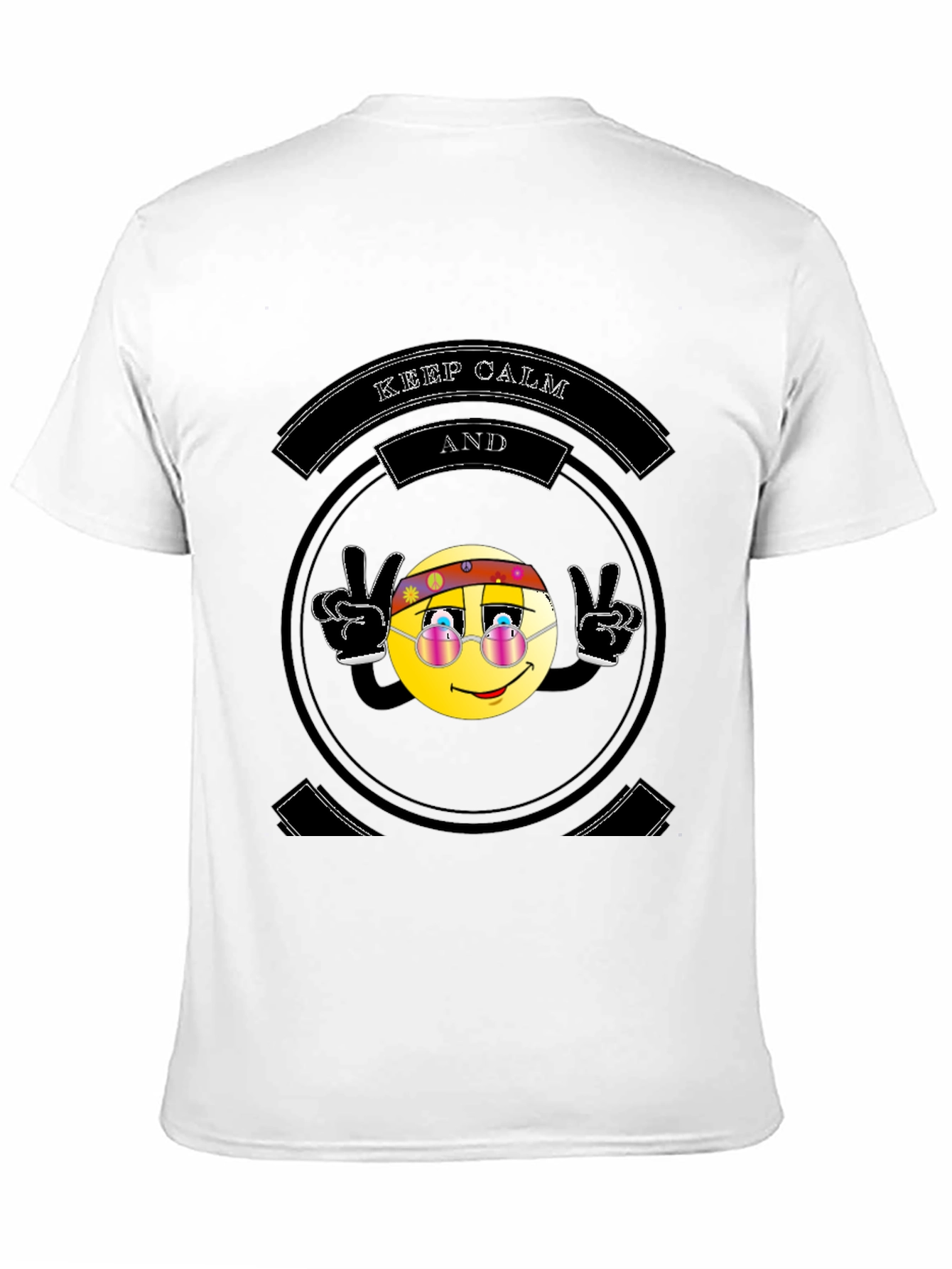 Keep Calm Hippie Emoji Black T-Shirt