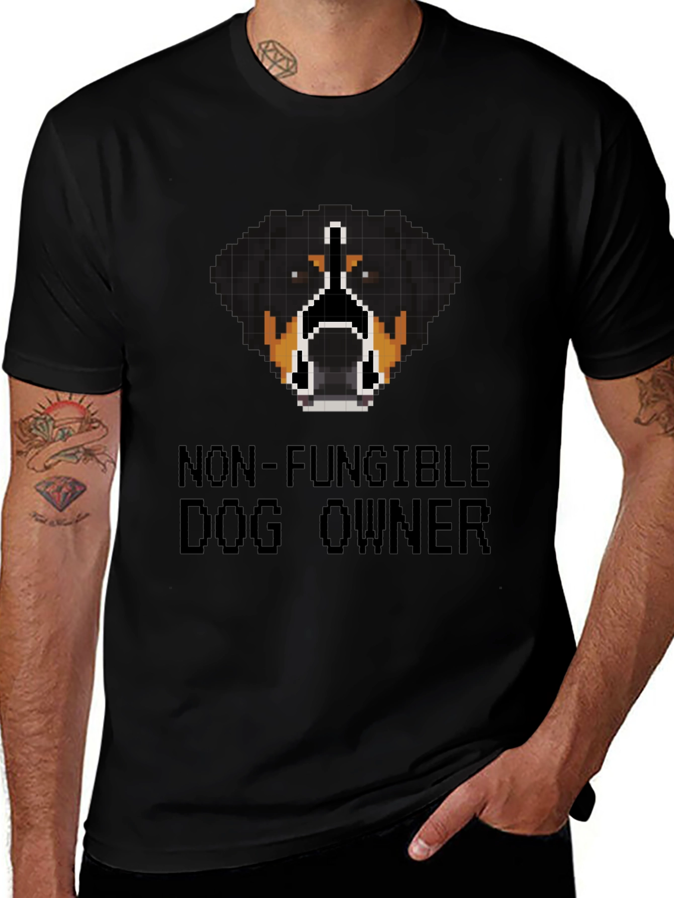 Non-Fungible Dog Owner Pixelated T-Shirt