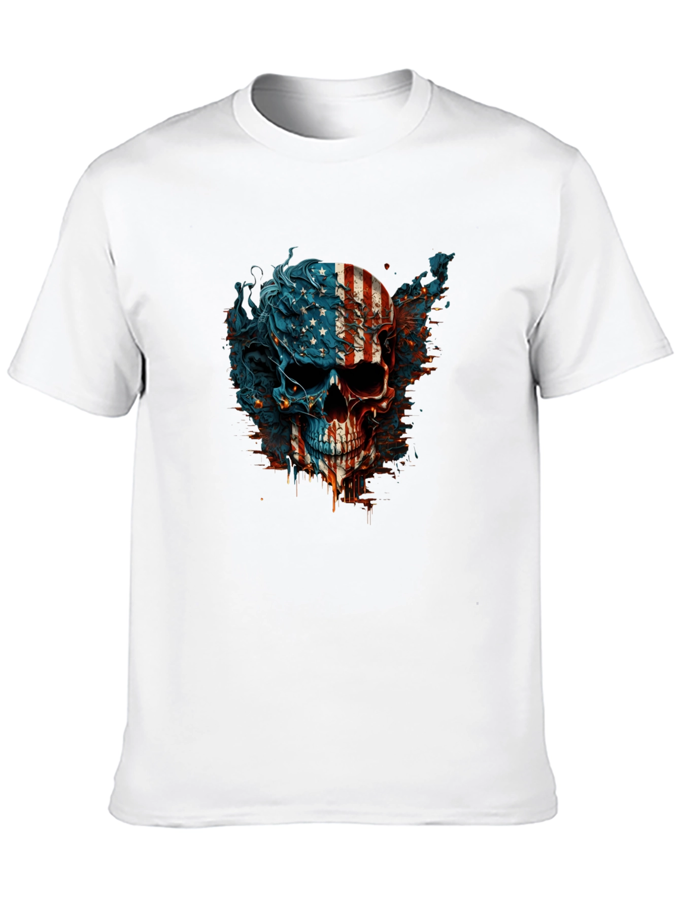 American Flag Skull Graphic Black T-Shirt