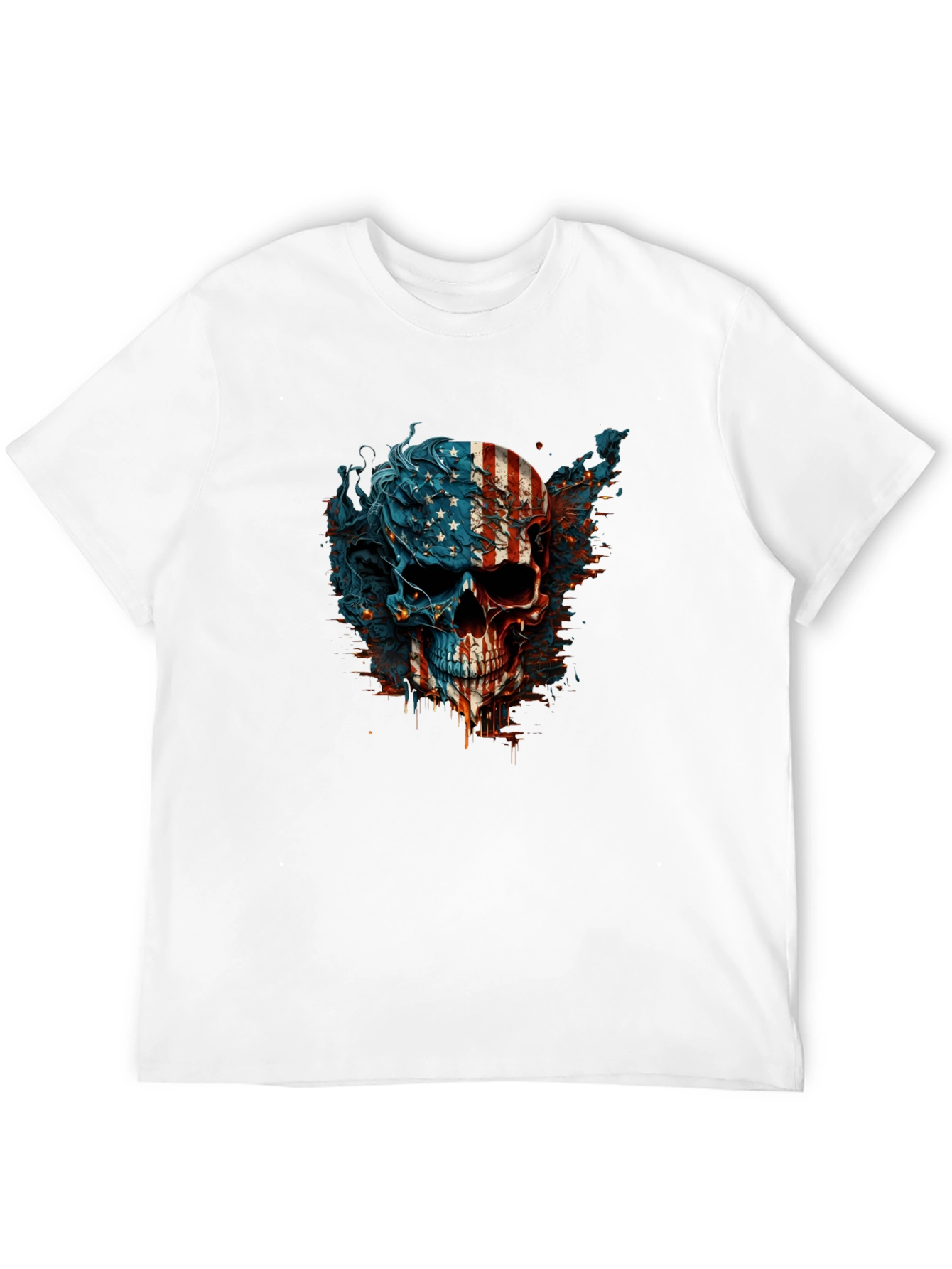 American Flag Skull Graphic Black T-Shirt