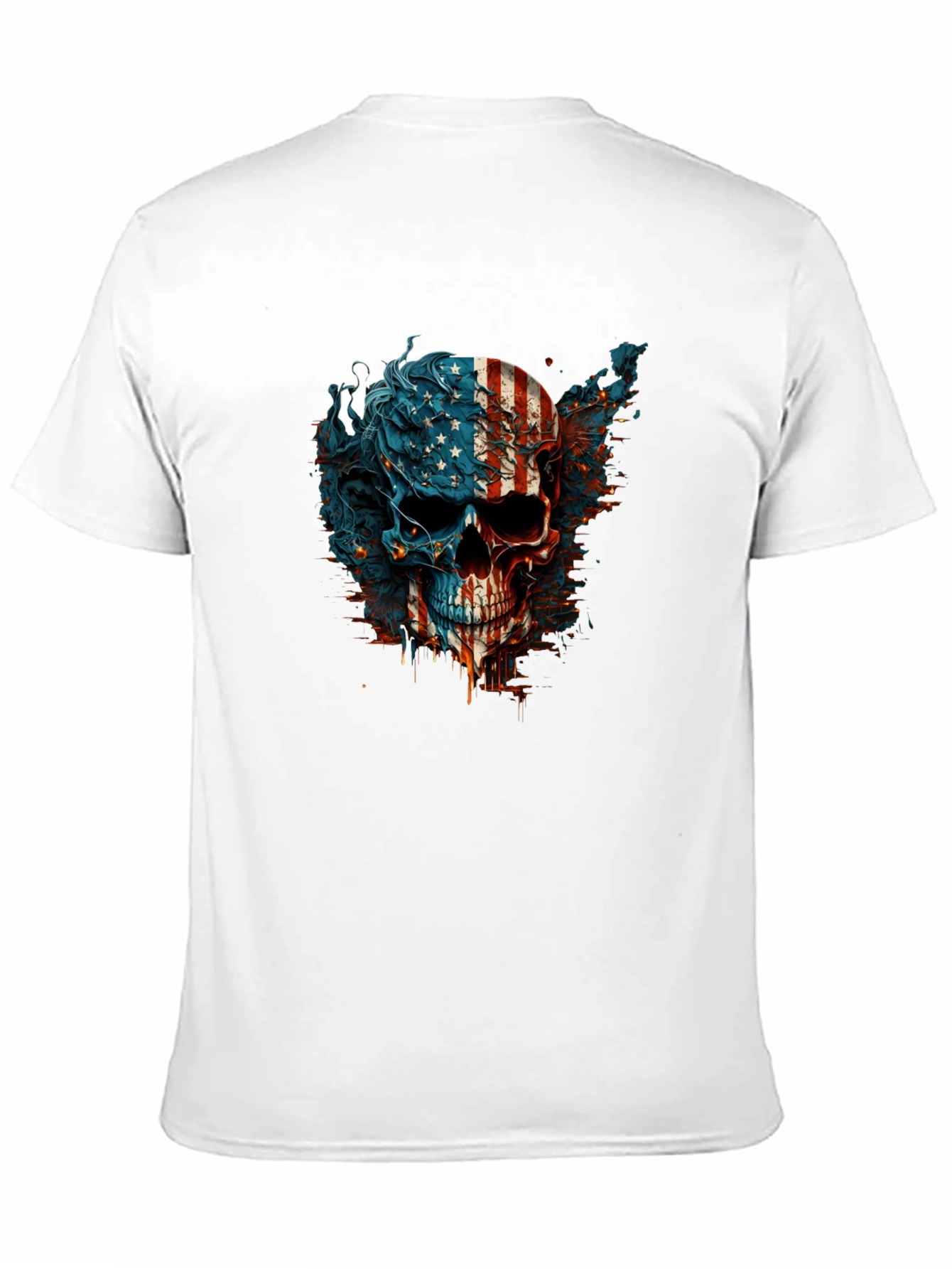American Flag Skull Graphic Black T-Shirt