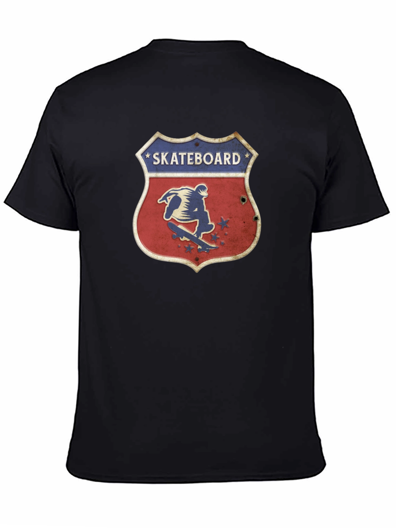Skateboard Shield Graphic Tee - Black