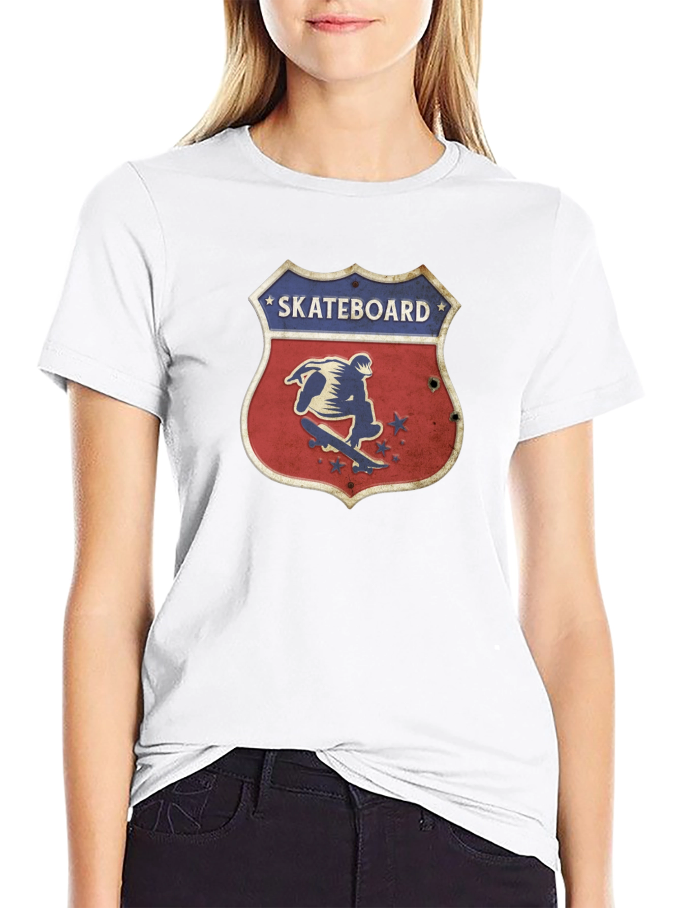 Skateboard Shield Graphic Tee - Black