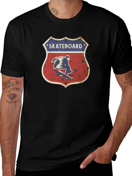 Skateboard Shield Graphic Tee - Black