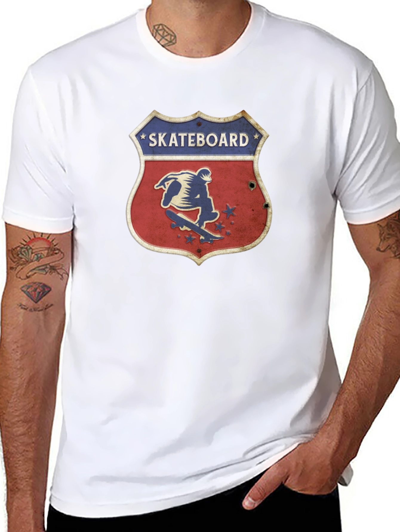 Skateboard Shield Graphic Tee - Black
