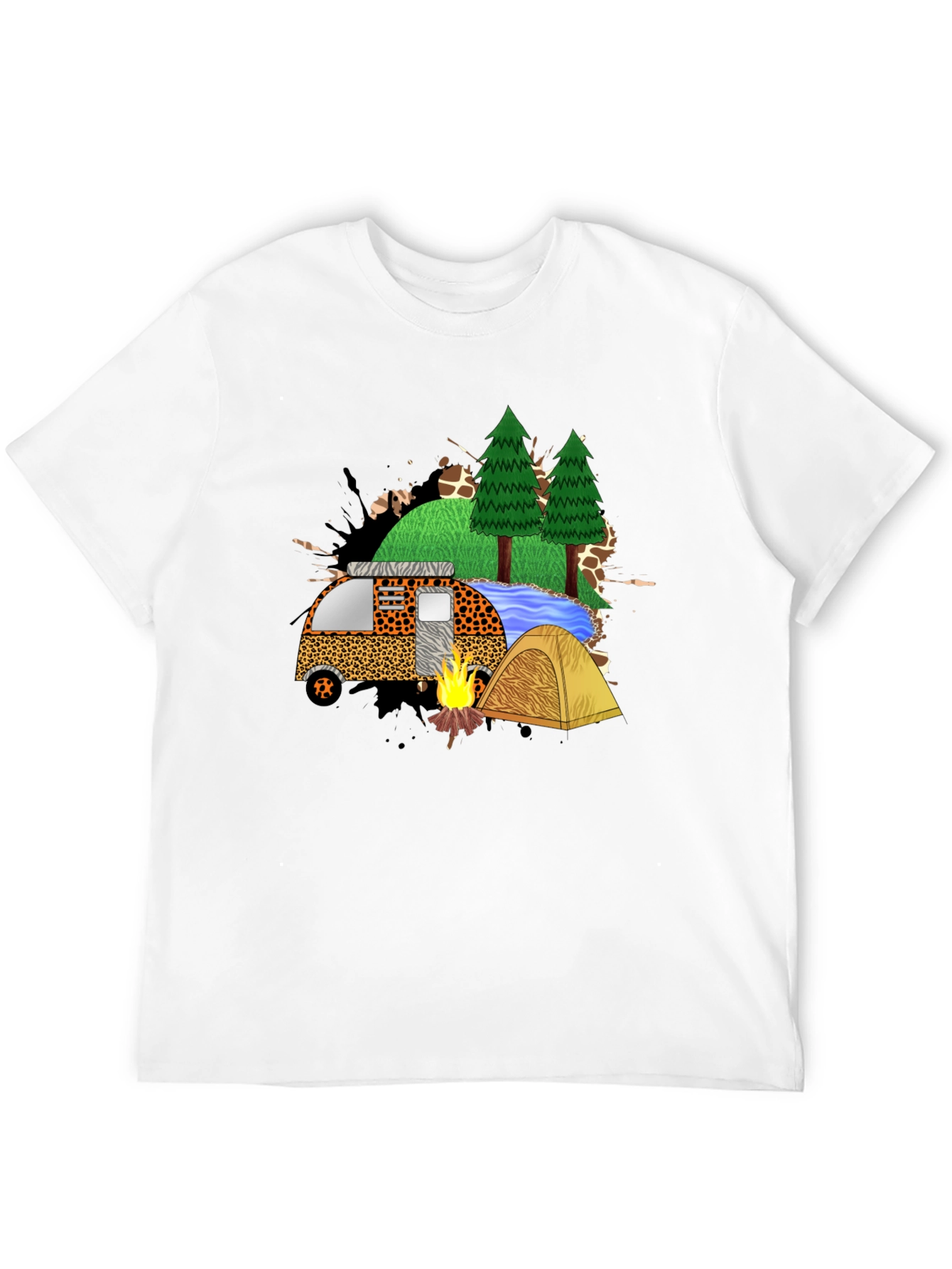 Camping Adventure Black Graphic T-Shirt