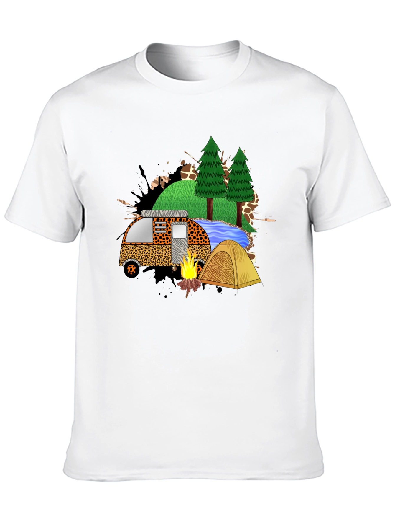 Camping Adventure Black Graphic T-Shirt