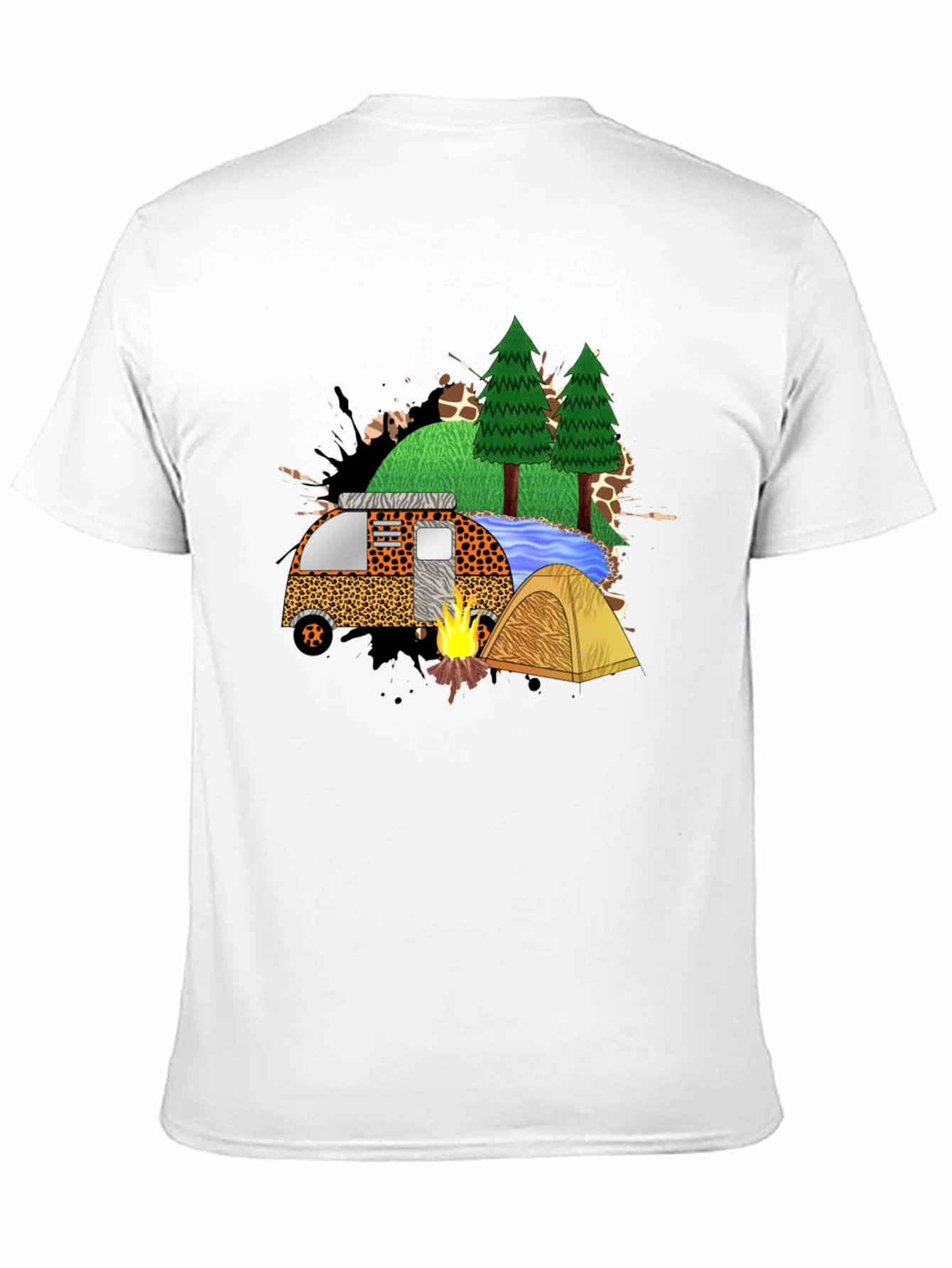 Camping Adventure Black Graphic T-Shirt