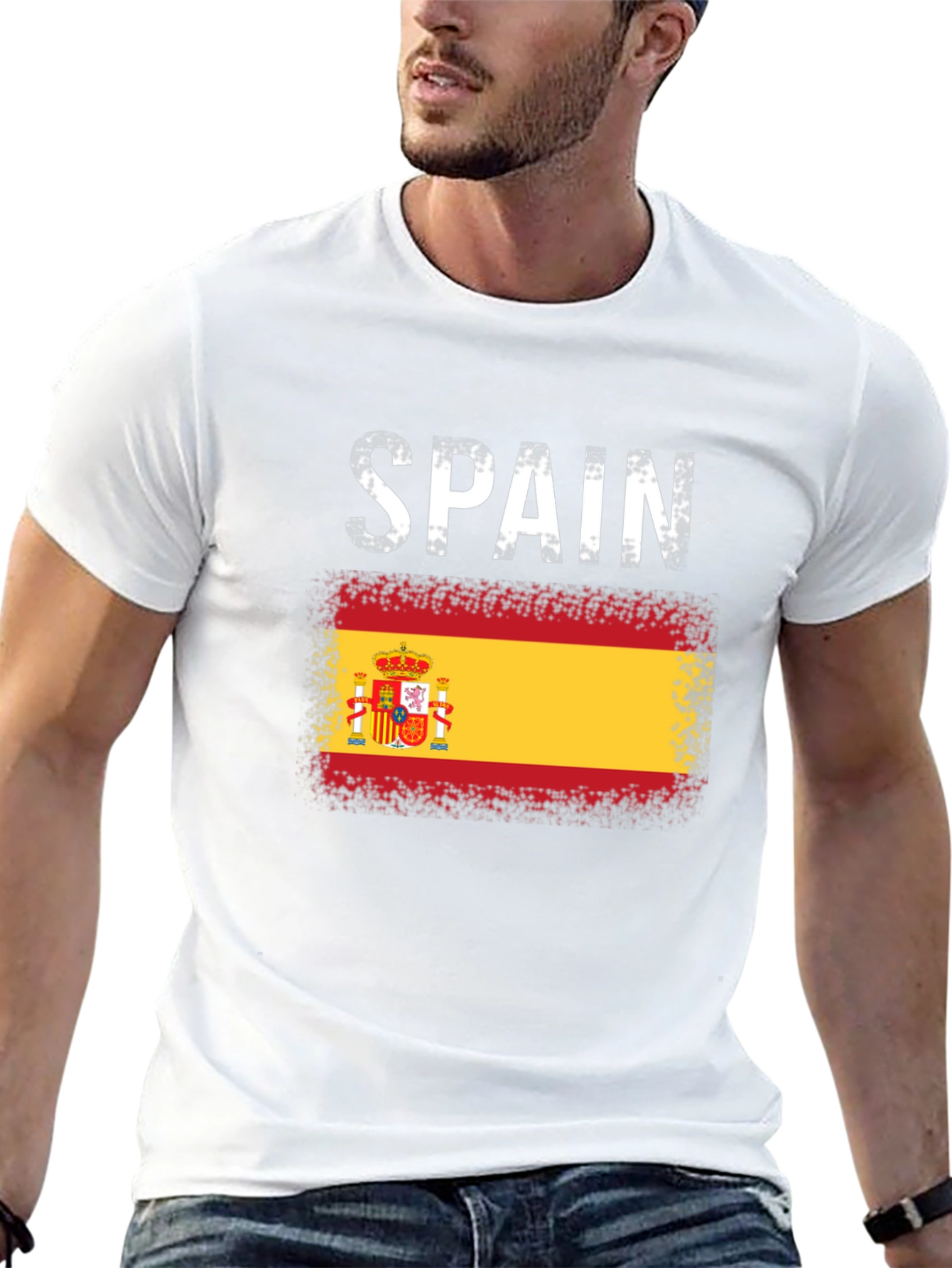 Spain Flag T-Shirt - Distressed Style