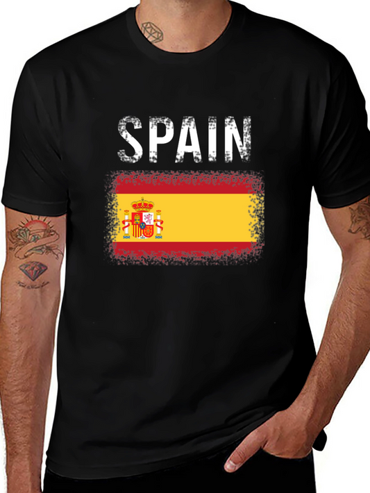 Spain Flag T-Shirt - Distressed Style