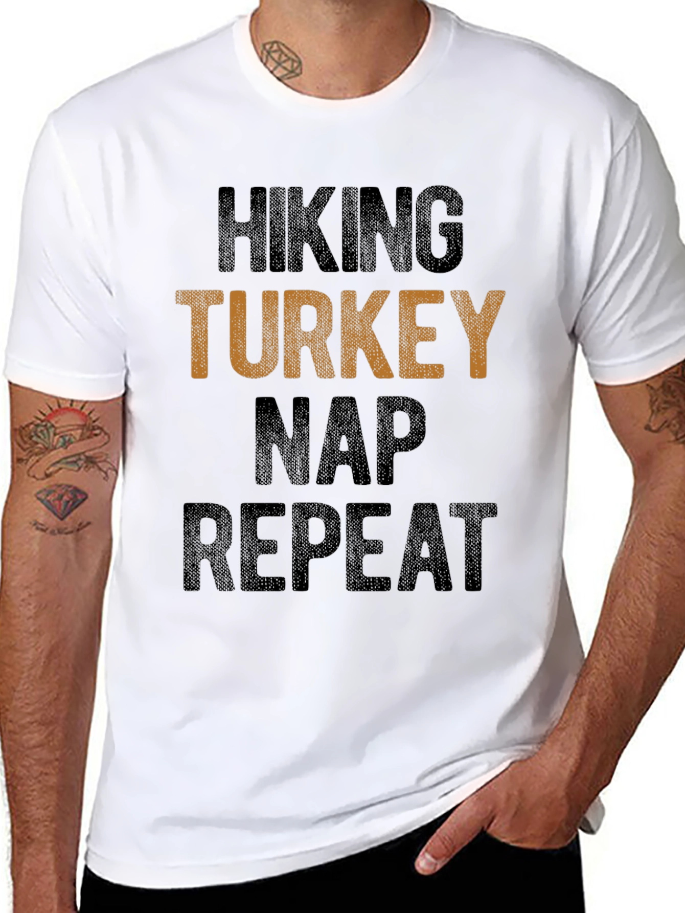 Hiking Turkey Nap Repeat Funny T-Shirt