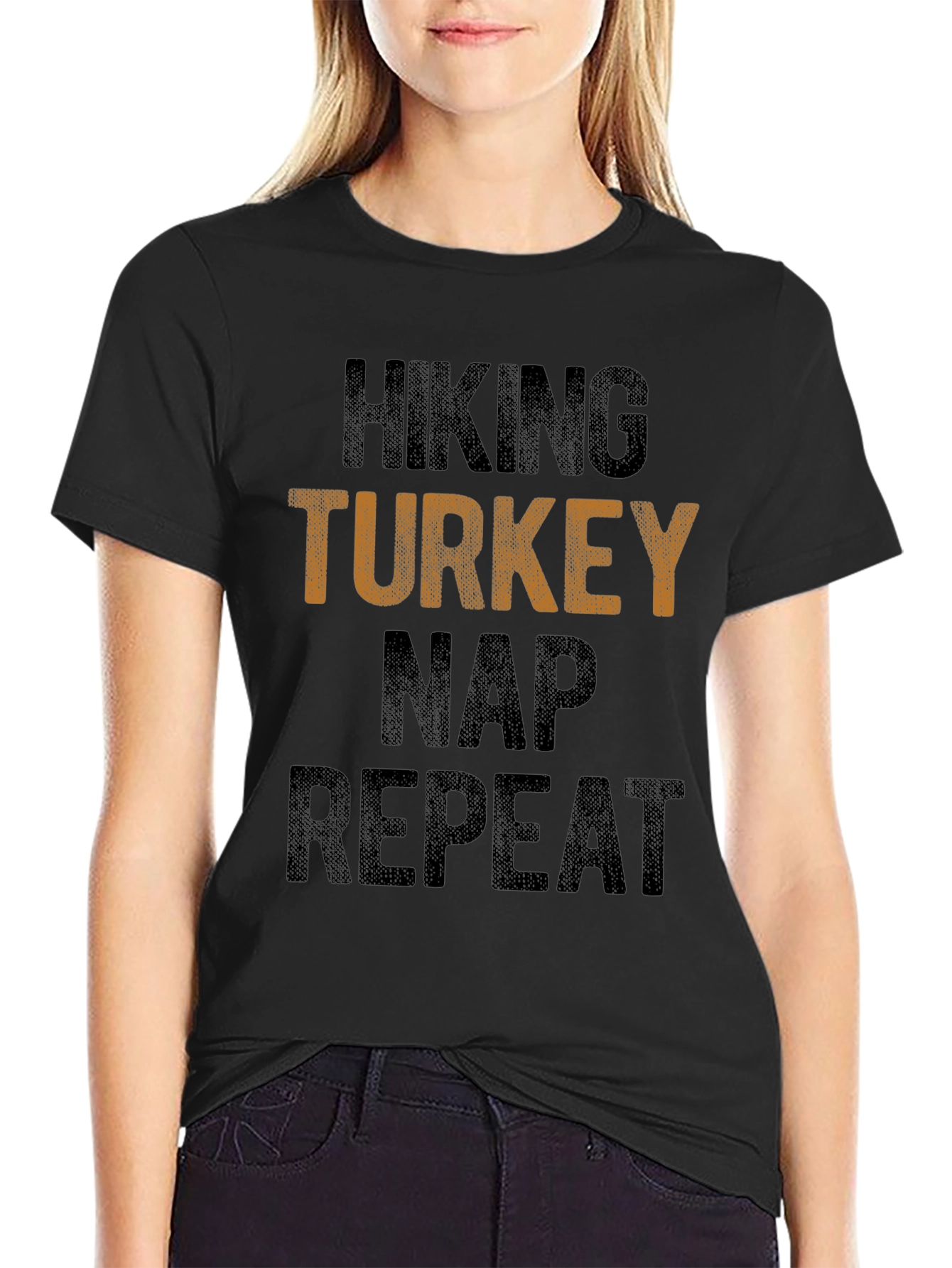 Hiking Turkey Nap Repeat Funny T-Shirt