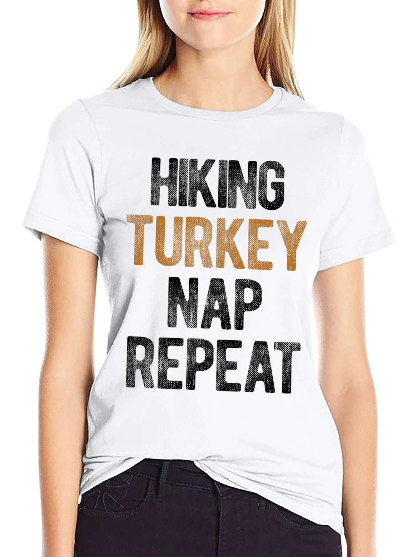 Hiking Turkey Nap Repeat Funny T-Shirt