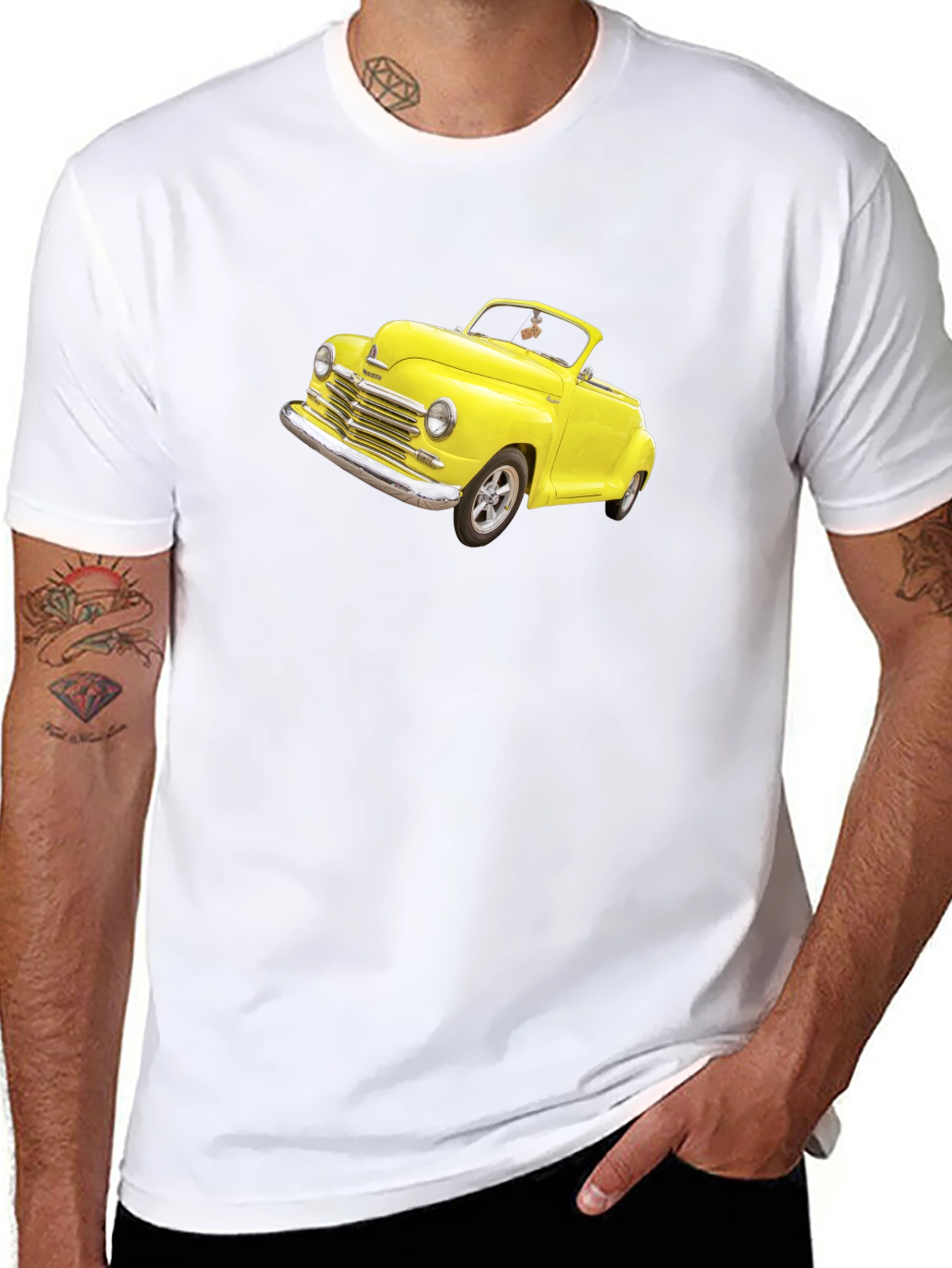 Classic Yellow Car Graphic Tee - Cool Retro Style