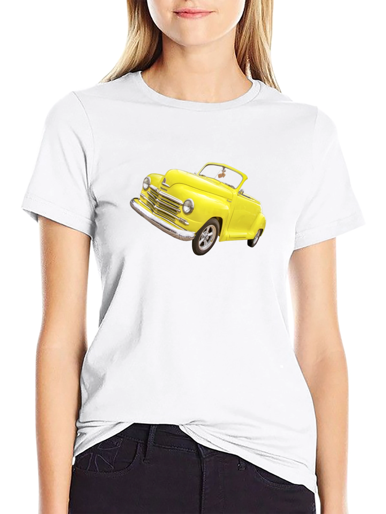 Classic Yellow Car Graphic Tee - Cool Retro Style