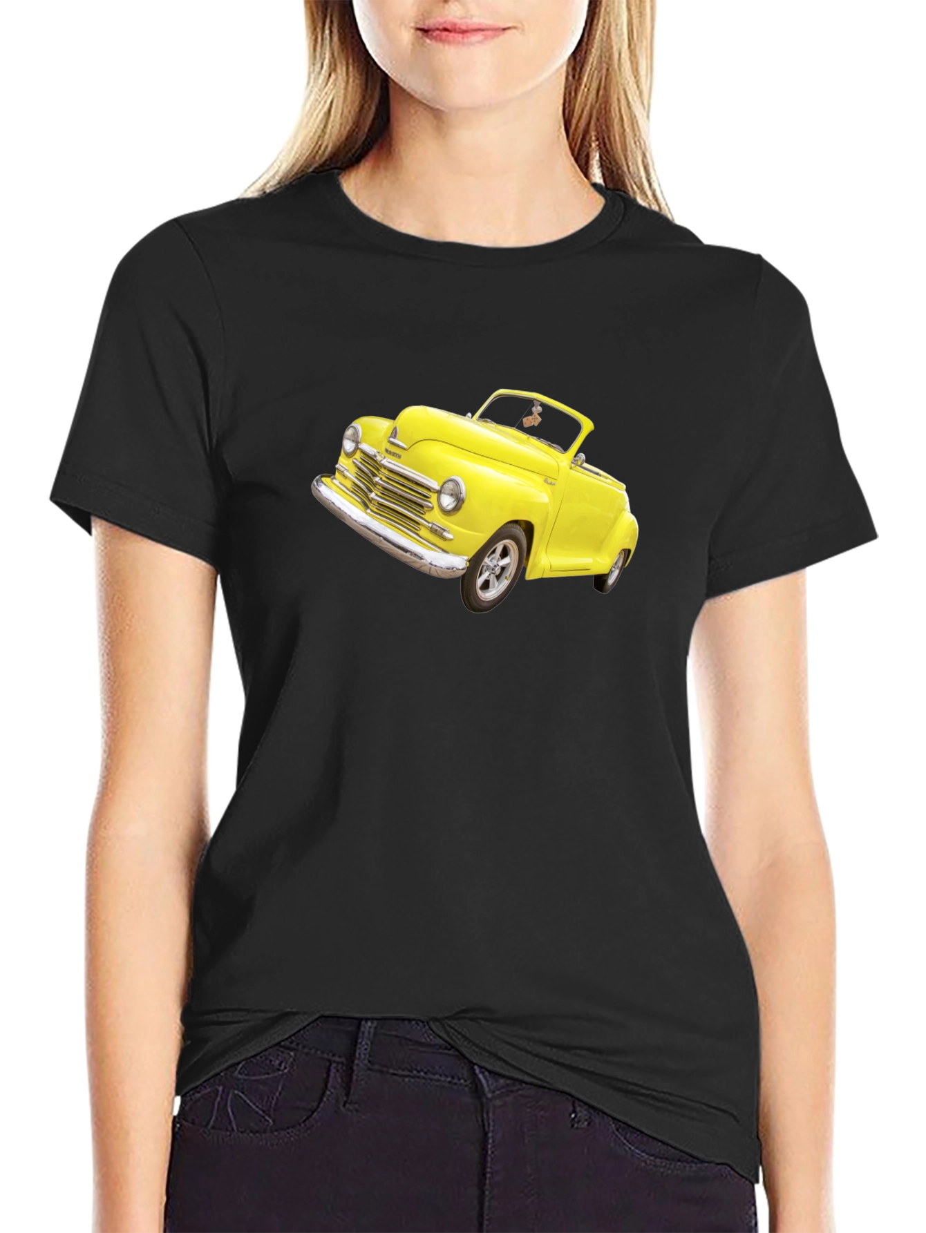 Classic Yellow Car Graphic Tee - Cool Retro Style