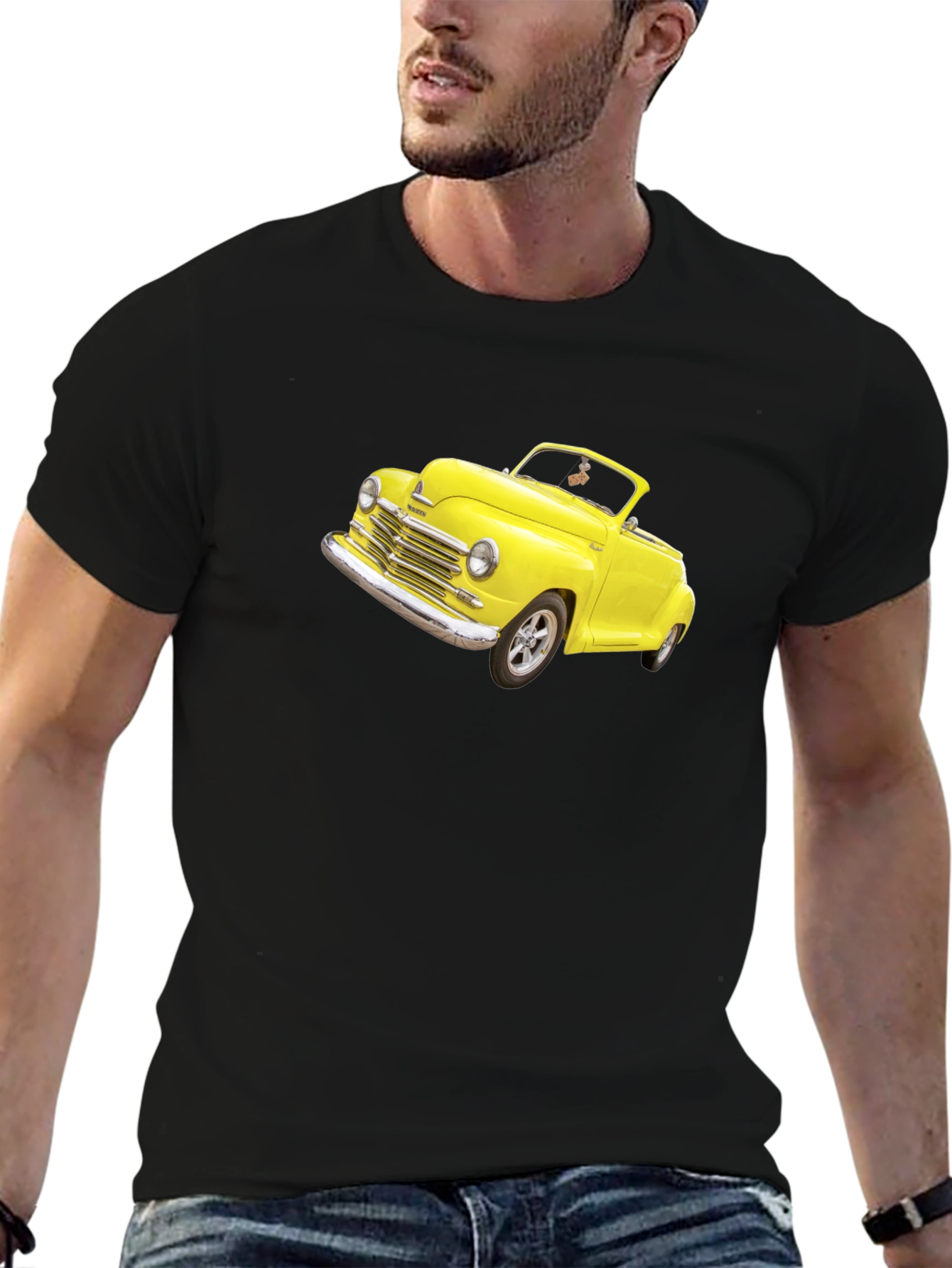 Classic Yellow Car Graphic Tee - Cool Retro Style