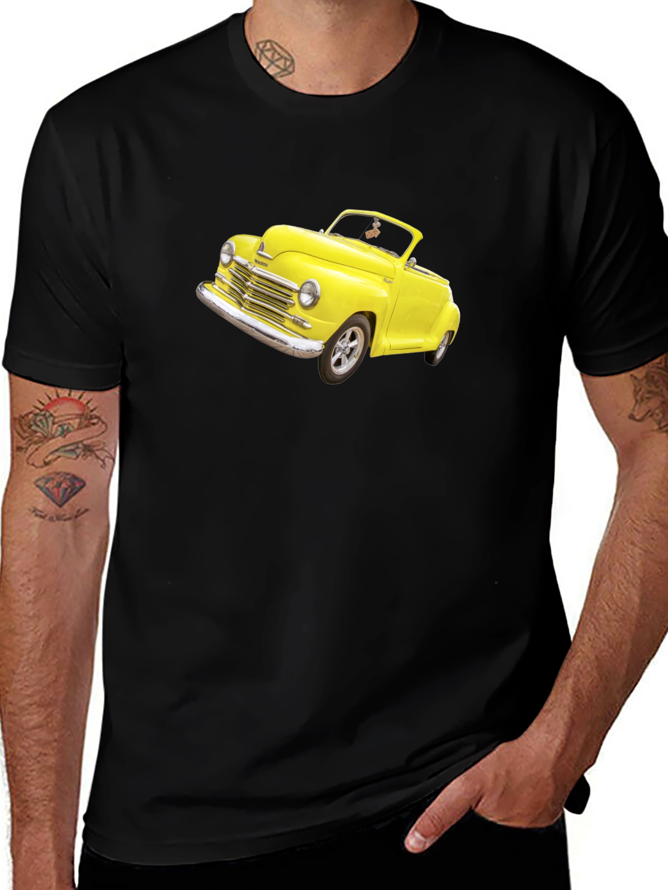 Classic Yellow Car Graphic Tee - Cool Retro Style