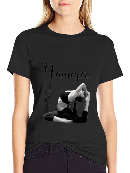 Yoga Namaste Graphic Print Black T-Shirt