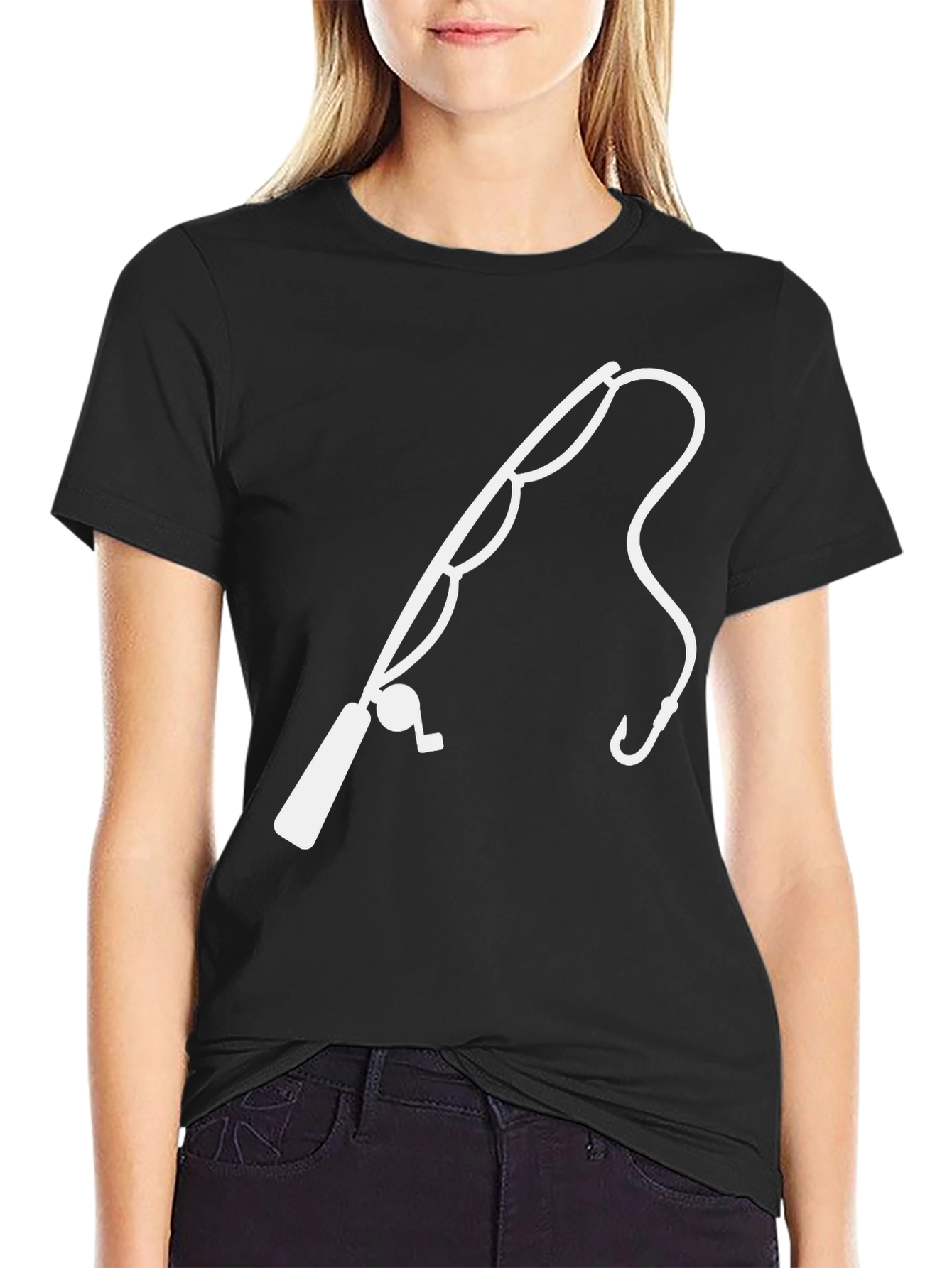 Fishing Pole Graphic Tee - Black