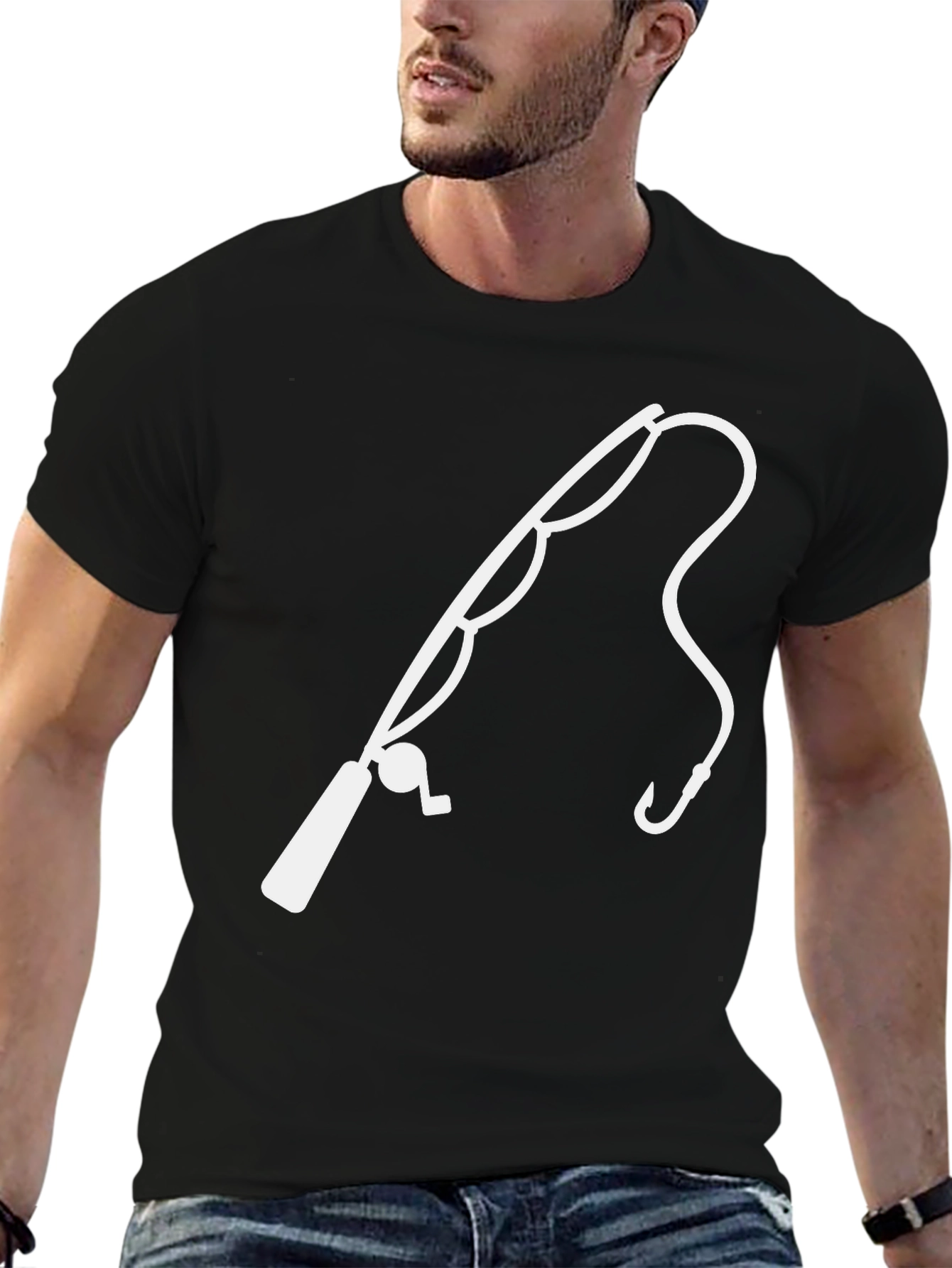Fishing Pole Graphic Tee - Black