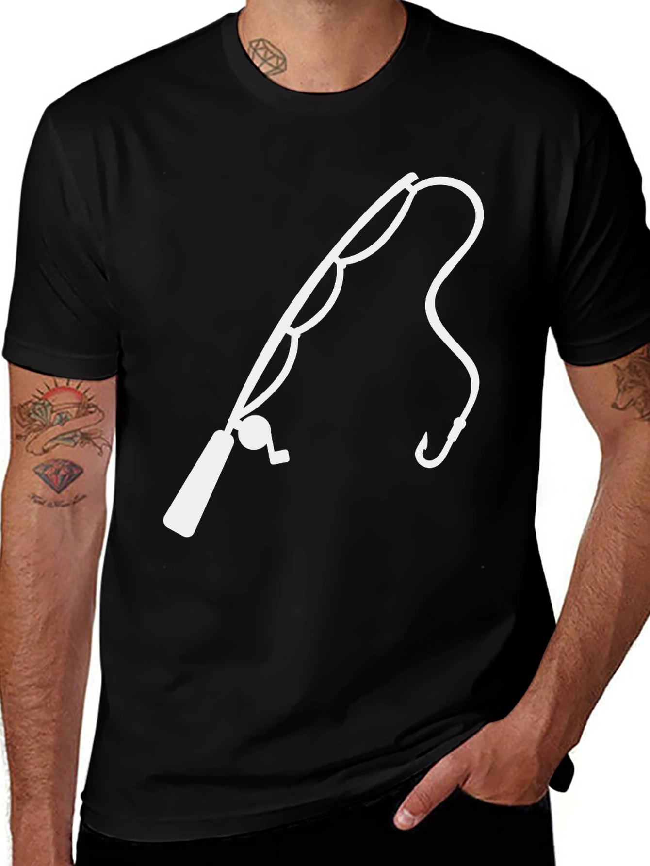 Fishing Pole Graphic Tee - Black