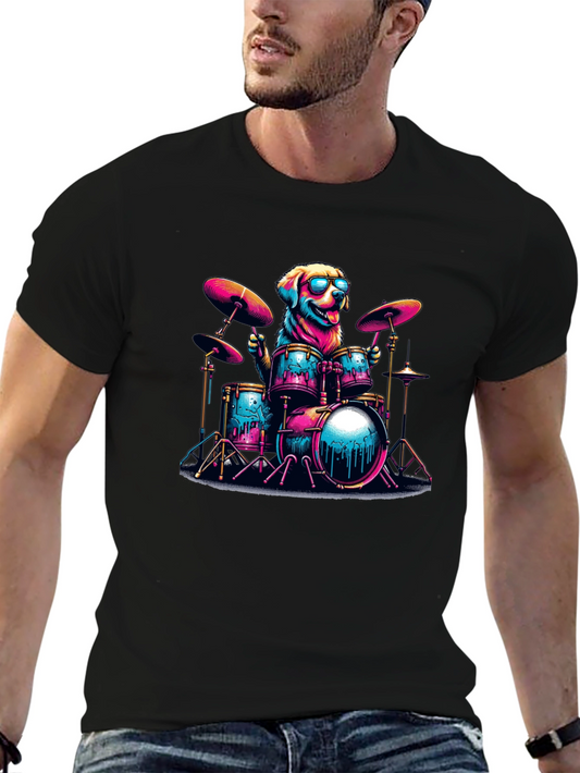 Dog Drummer T-Shirt - Cool Canine Musician