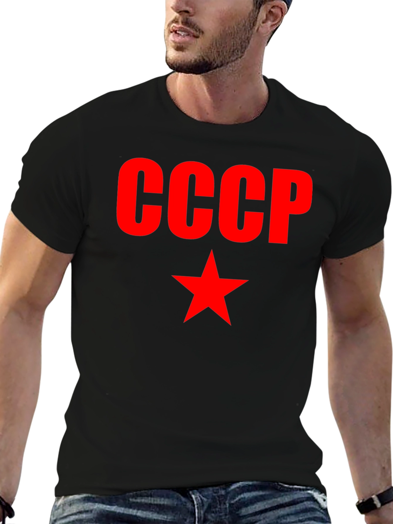 USSR CCCP Red Star Black T-Shirt