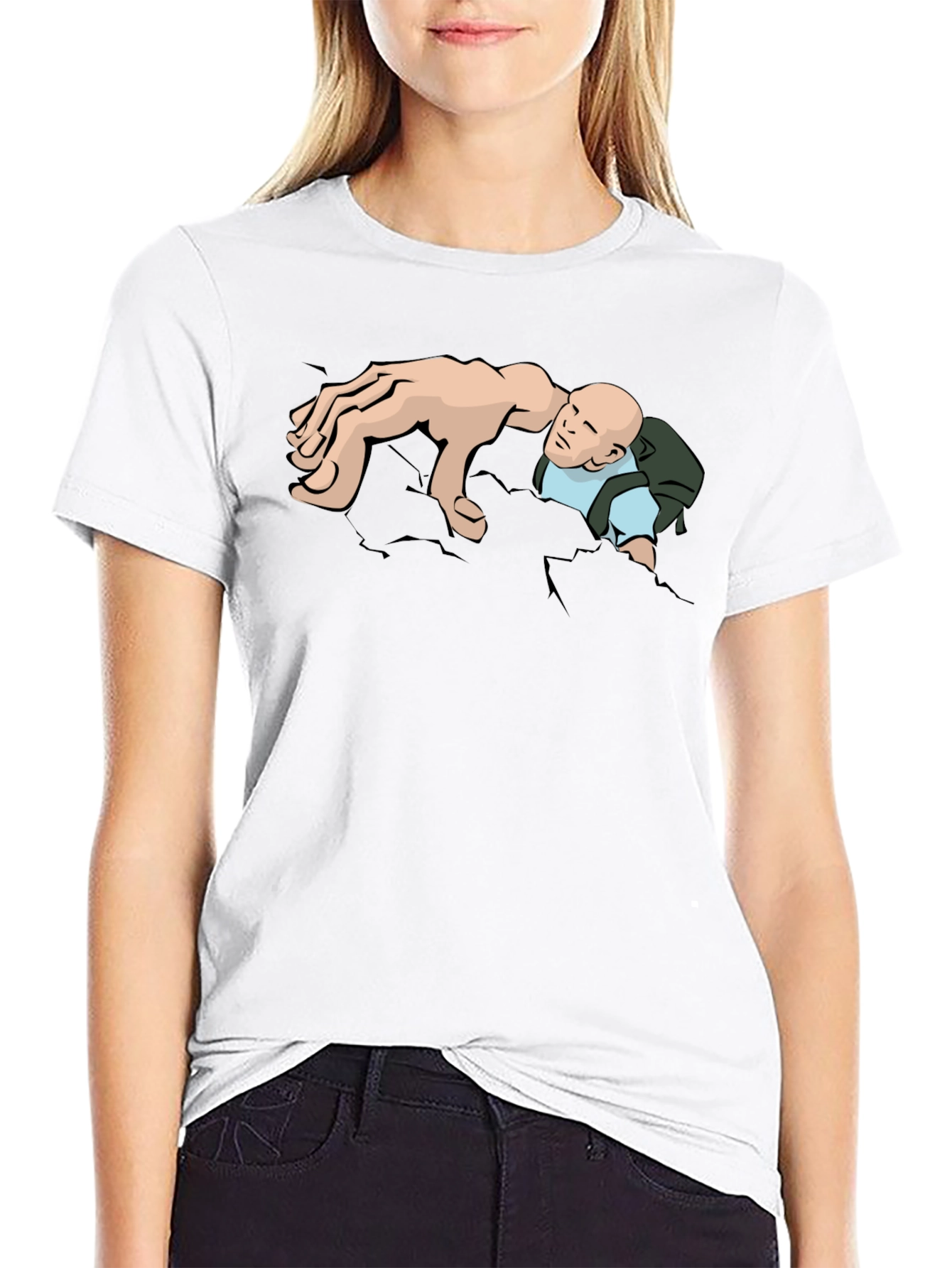 Humorous Graphic Tee - Man Climbing Out