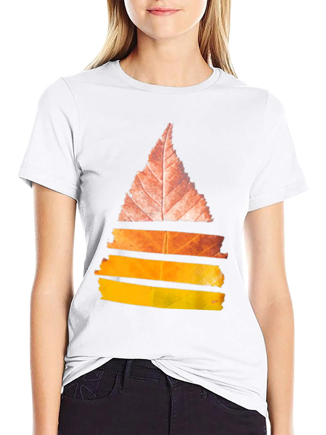 Abstract Leaf Design Black T-Shirt