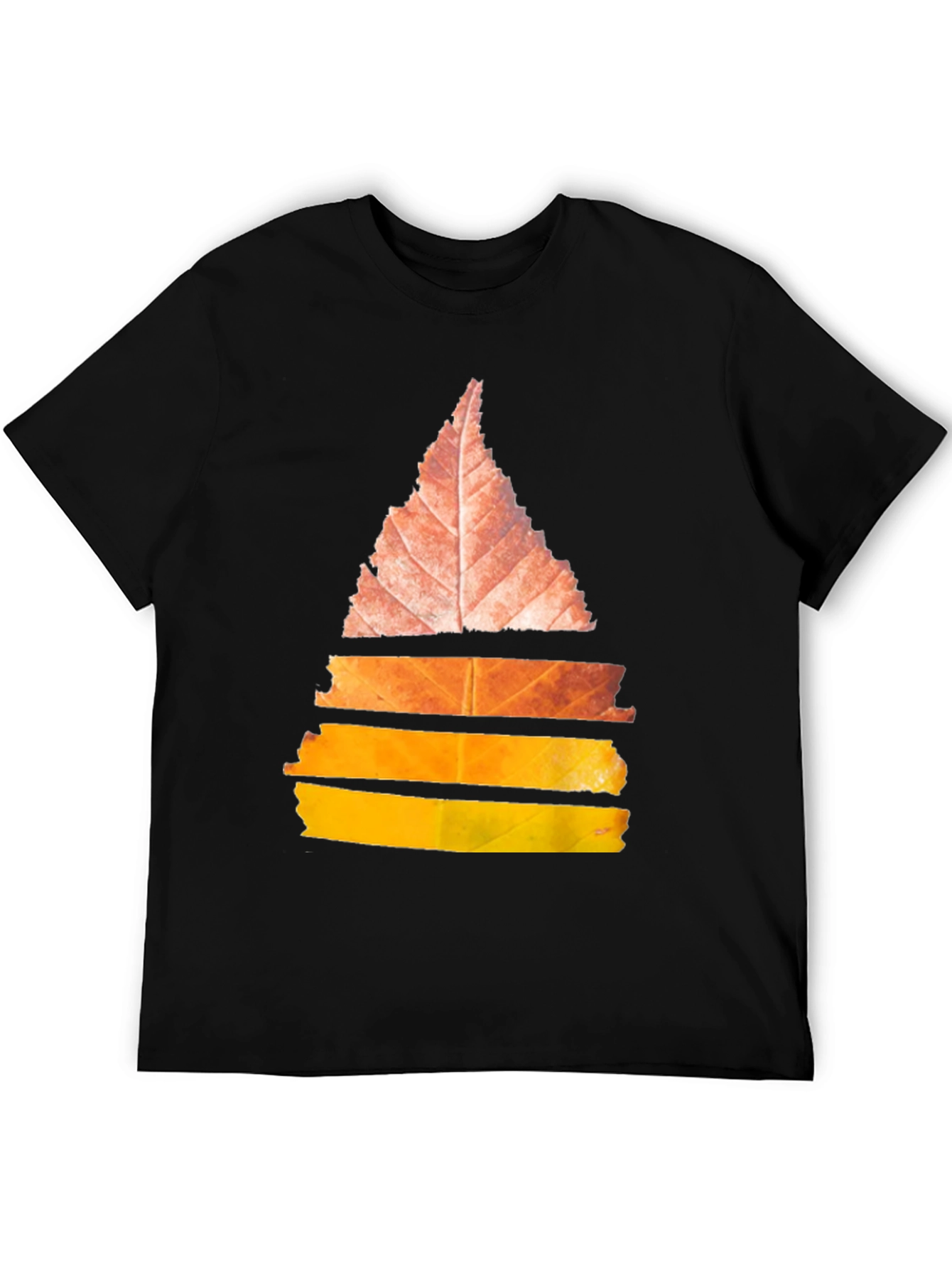 Abstract Leaf Design Black T-Shirt